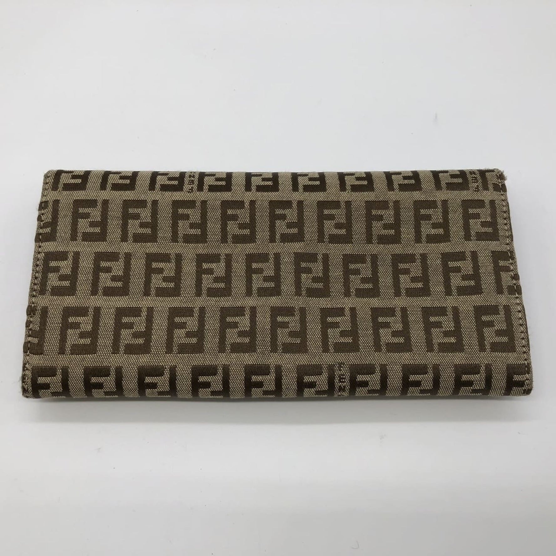 FENDI Zucchino Long Wallet Canvas Brown Men's