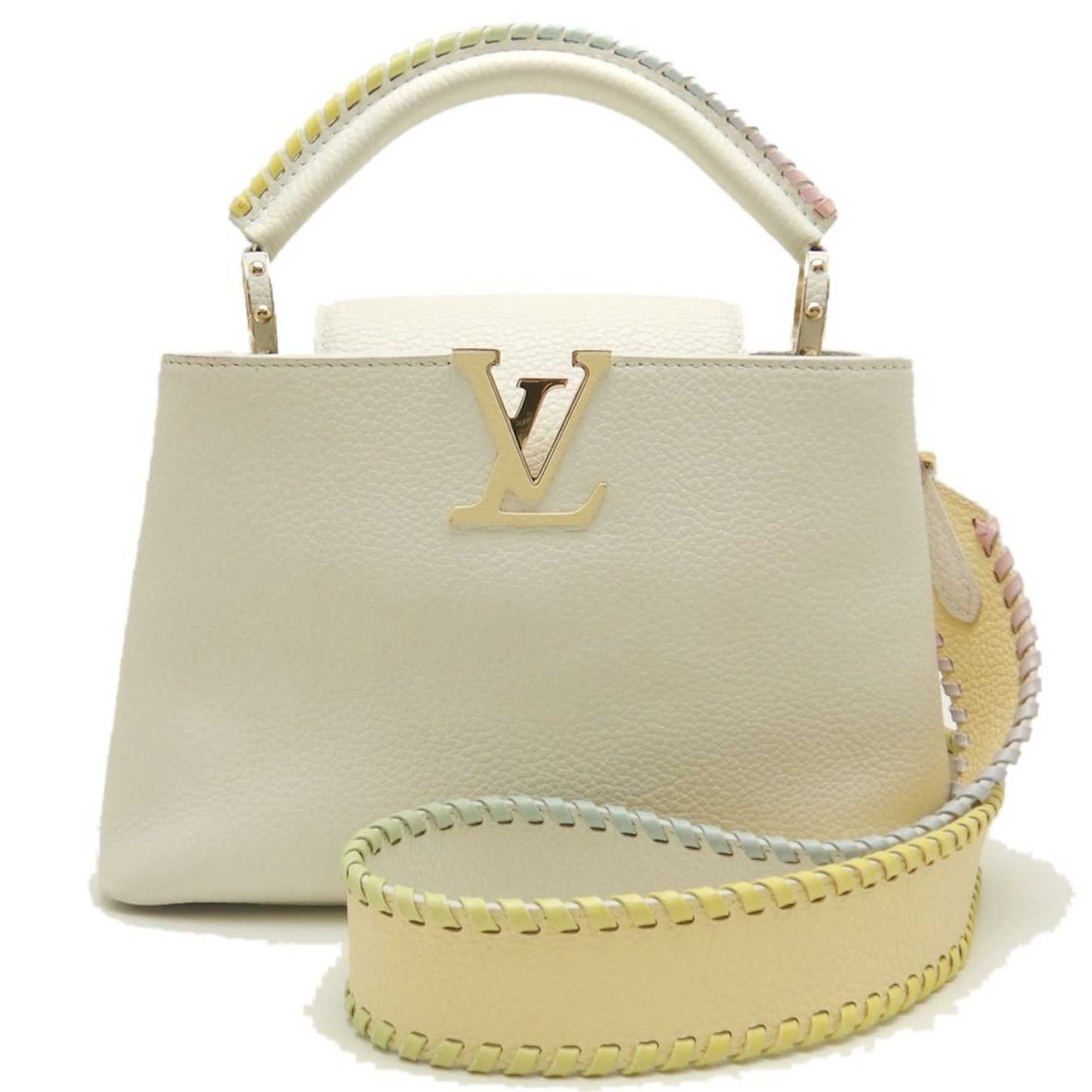 Louis Vuitton Taurillon Capucines BB Handbag Snow Rainbow