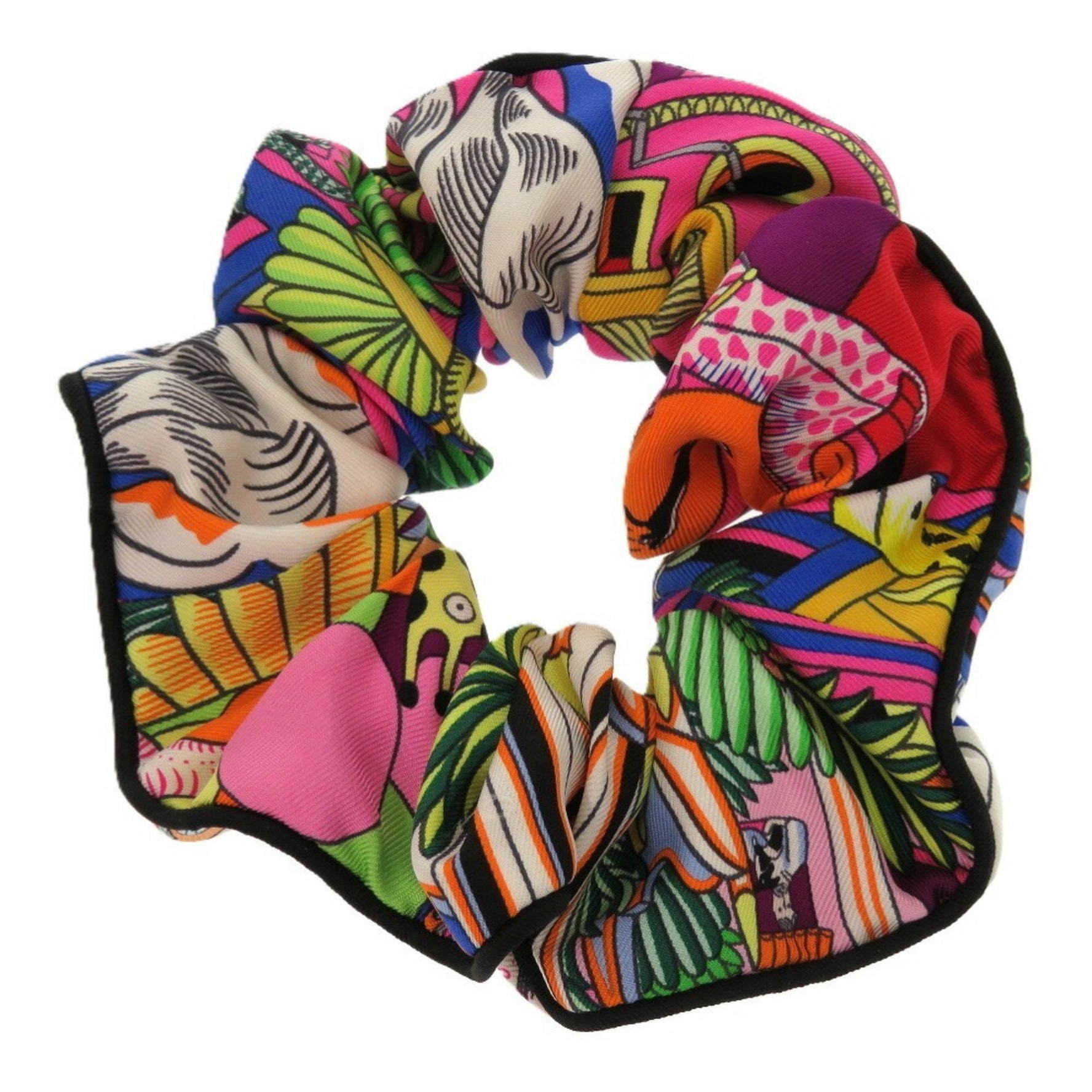 Hermes Hermès Claudia Animapolis scrunchie, silk, multicolor, 0179