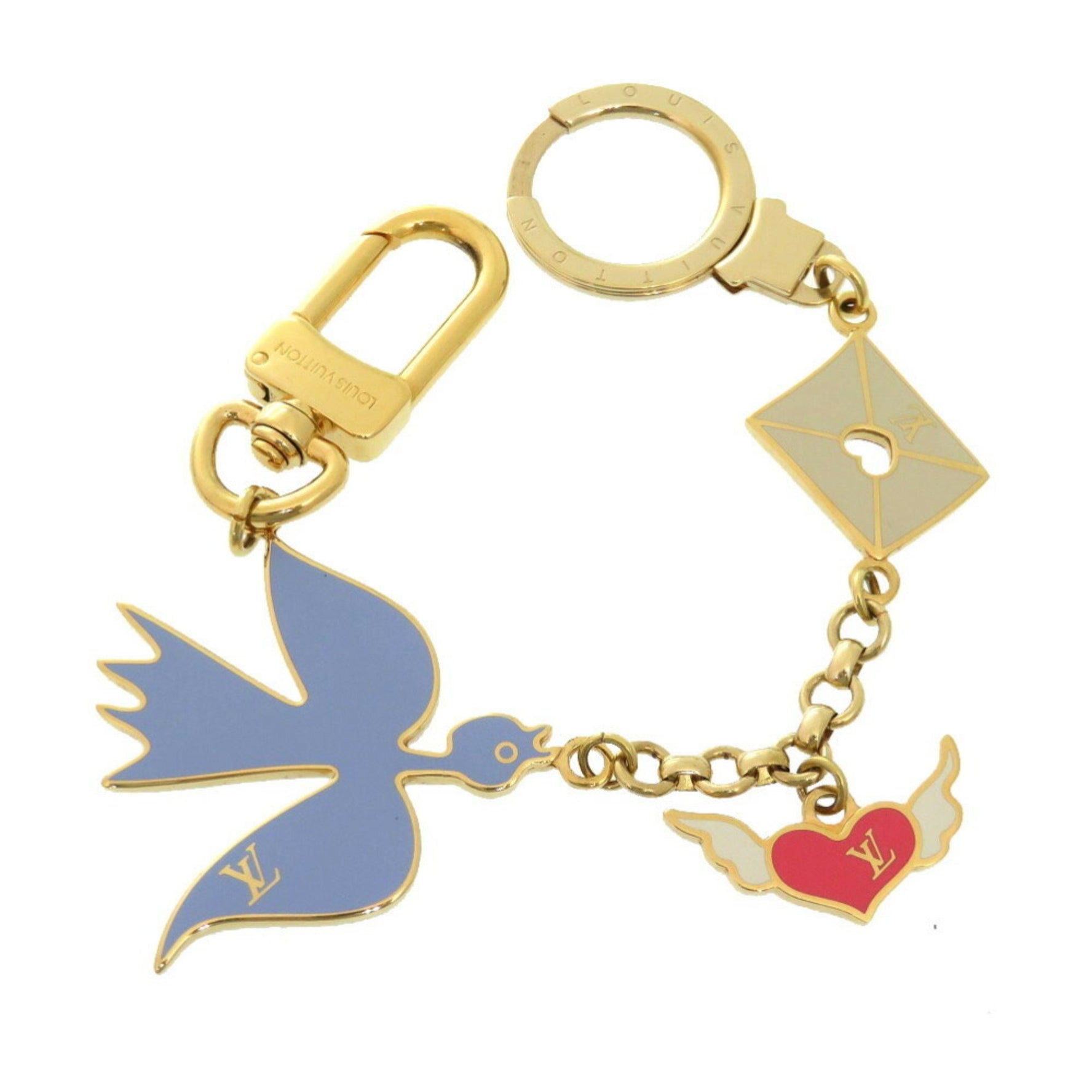 Louis Vuitton Portecle Chaine Messager Gold Blue LV 2253