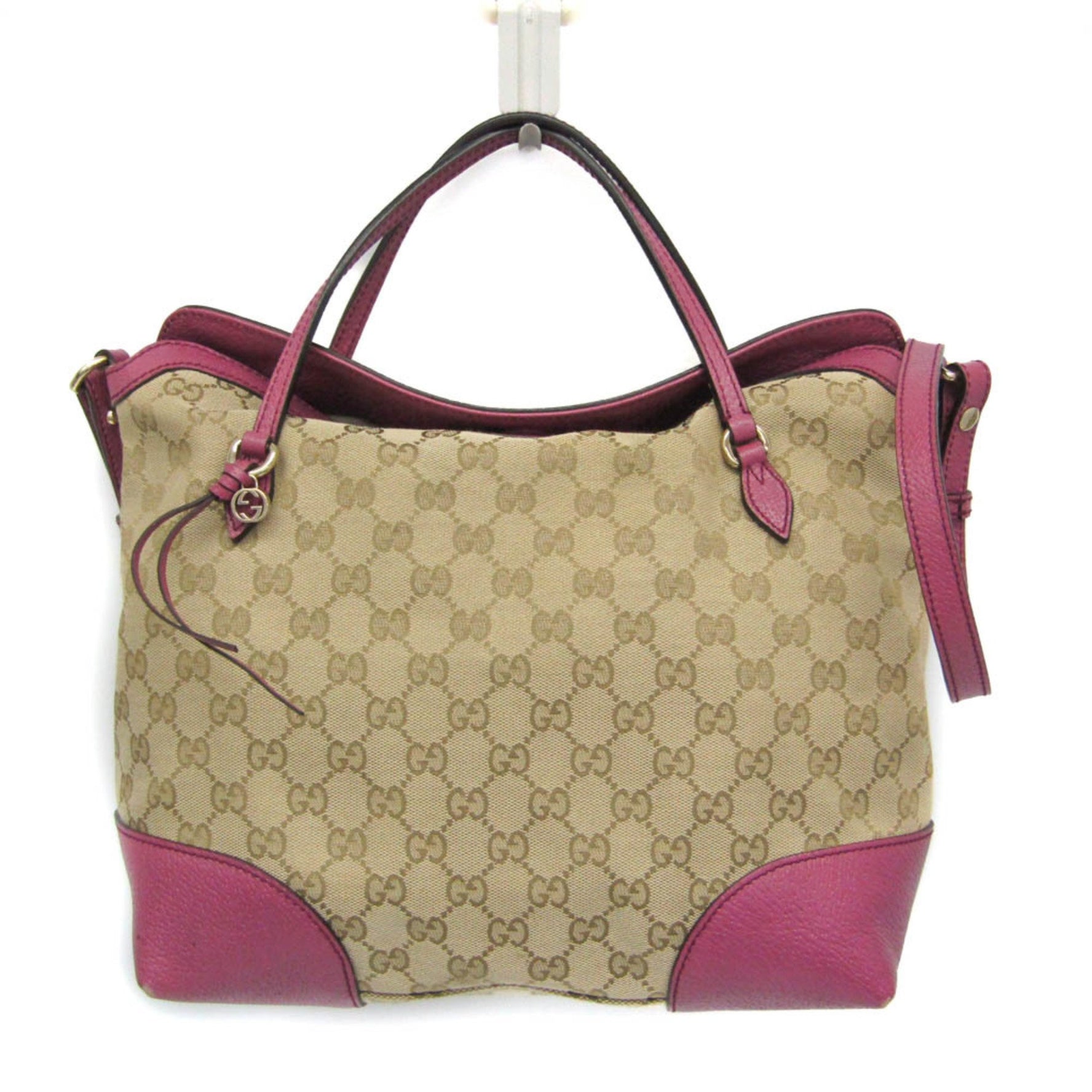 Gucci GG Canvas Bree Leather,GG Canvas Handbag,Shoulder Bag Pink Gold,Beige
