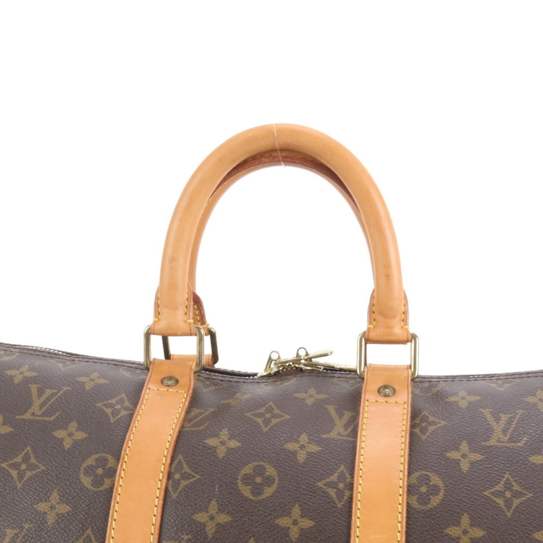 Louis Vuitton Monogram Keepall 45 Leather Boston Tote Travel Bag