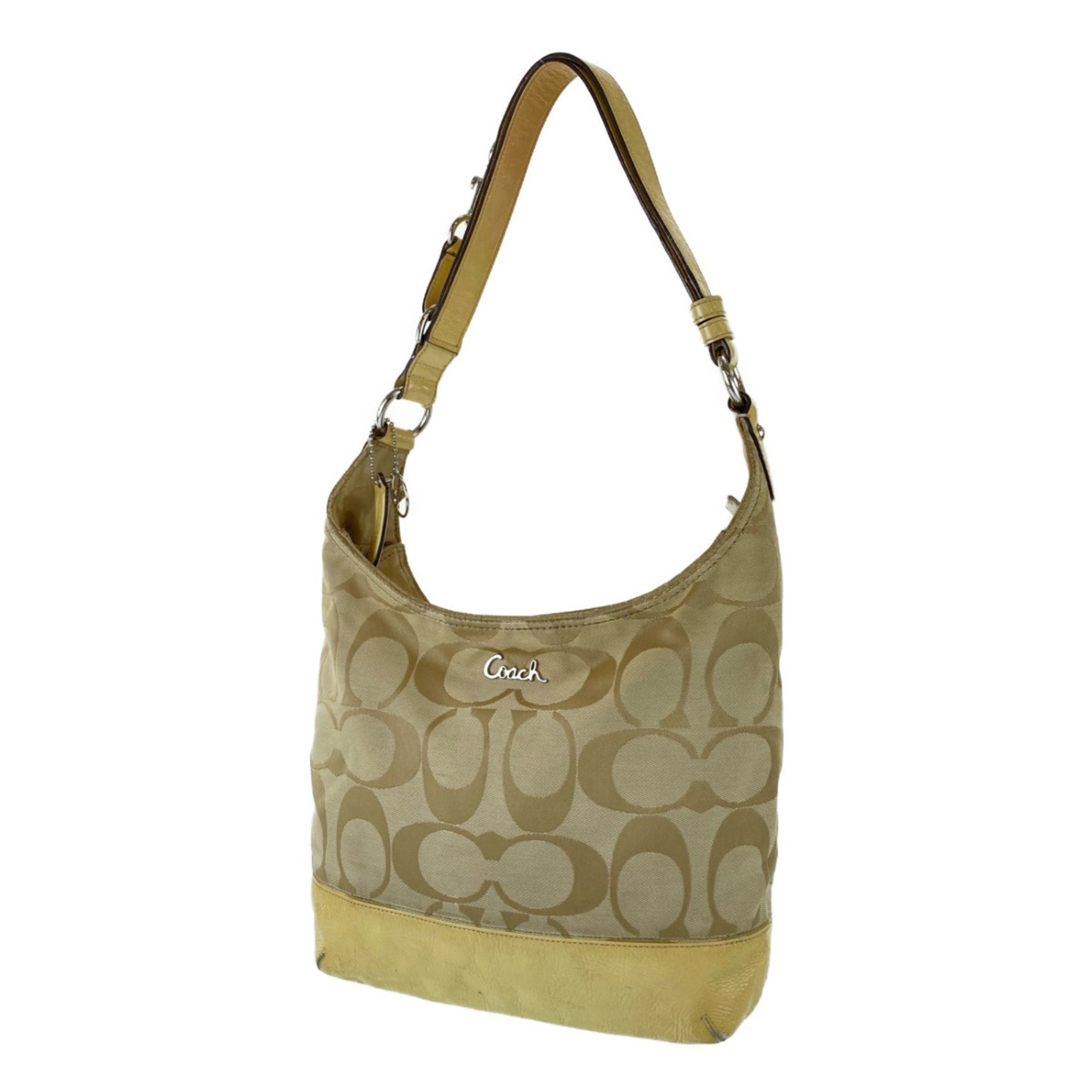 COACH Signature Adjustable Crossbody Canvas Patent Leather Hobo Shoulder Bag