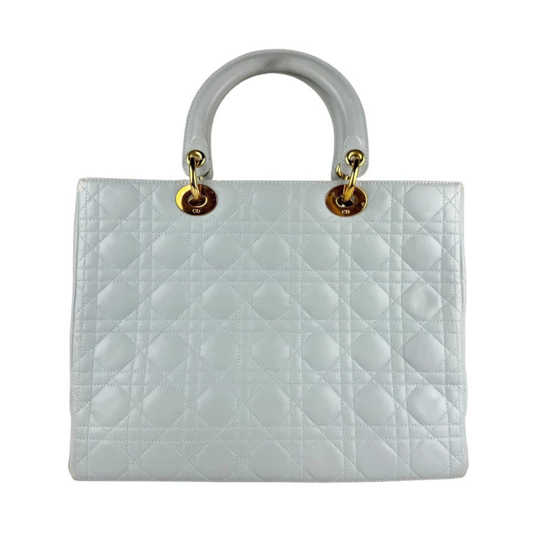 Christian Dior Lady handbag/shoulder bag in light blue and gold leather