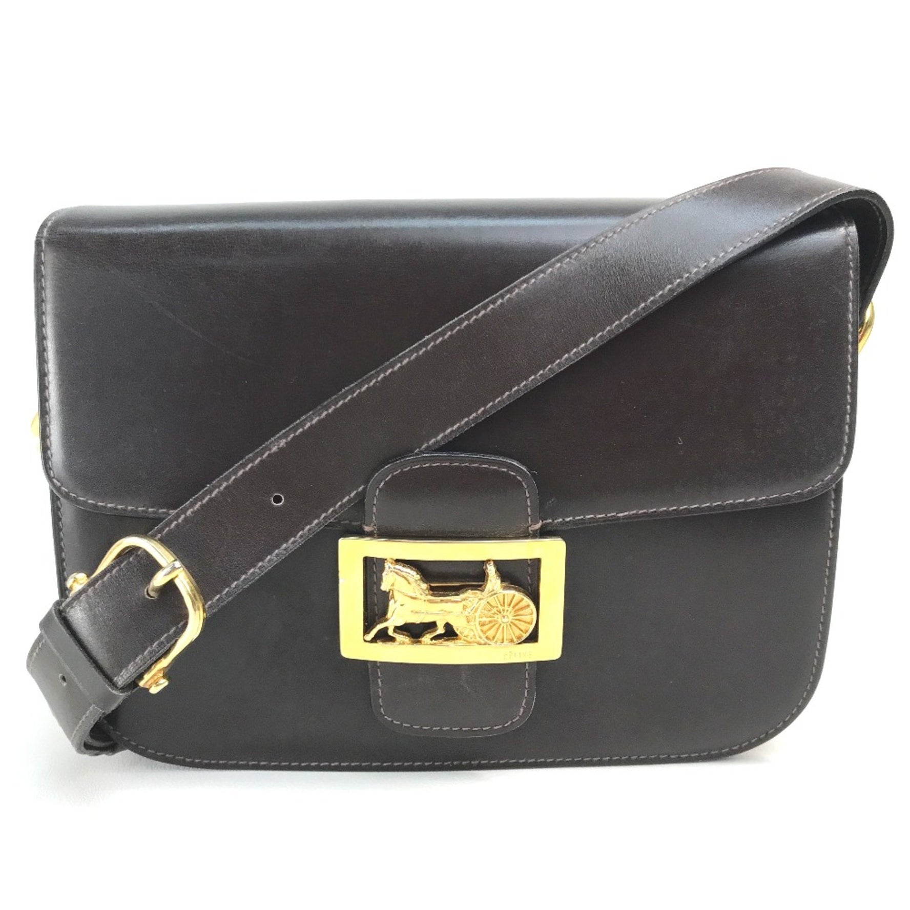 CELINE vintage Bag Shoulder Bag Dark x GoldHardware