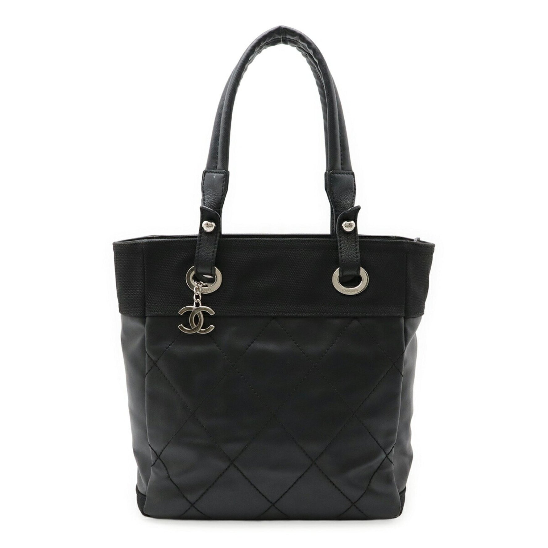 CHANEL Paris-Biarritz Tote PM Shoulder Bag in Satin-Like Coated Canvas