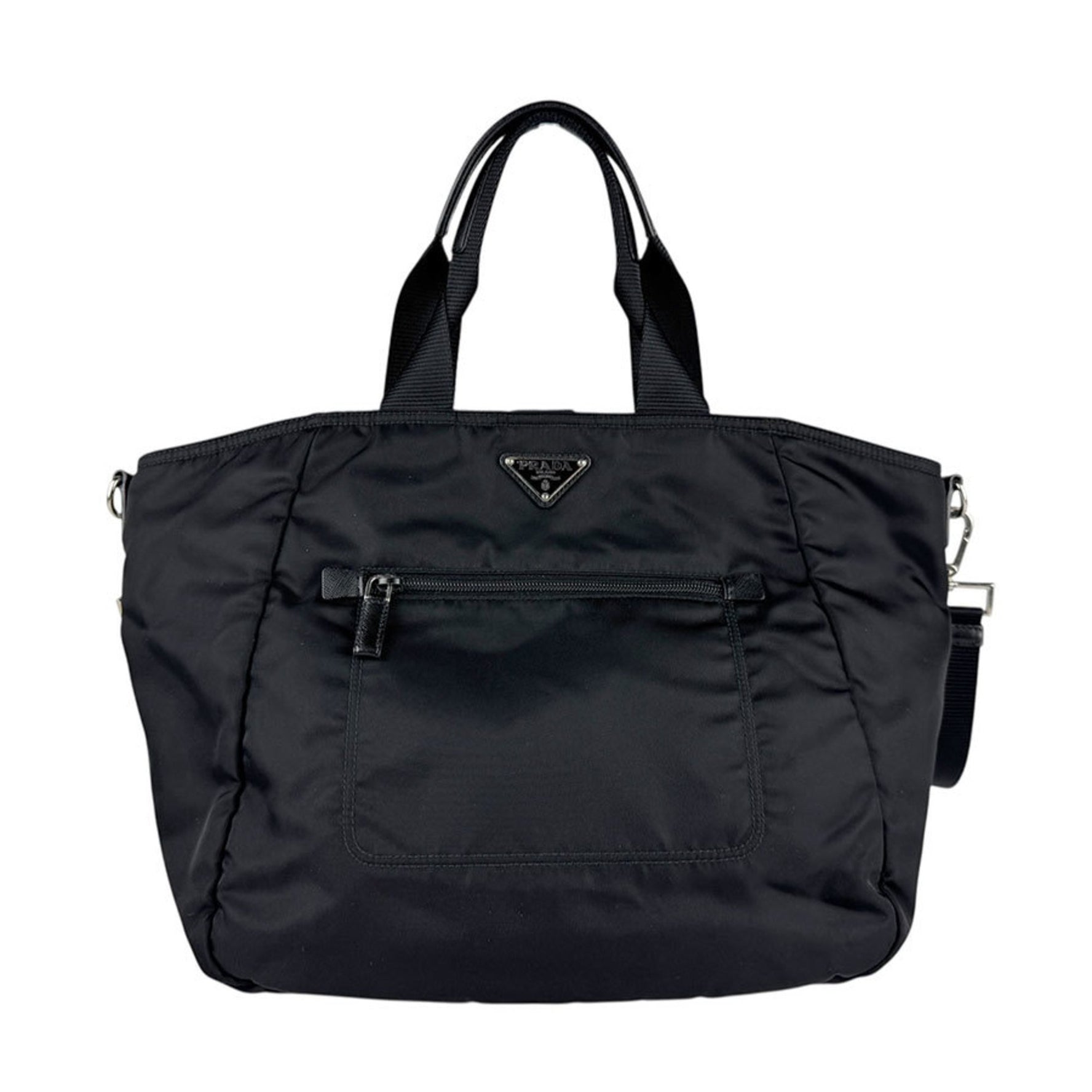 Prada PRADA handbag shoulder bag nylon black silver men's women's z6387