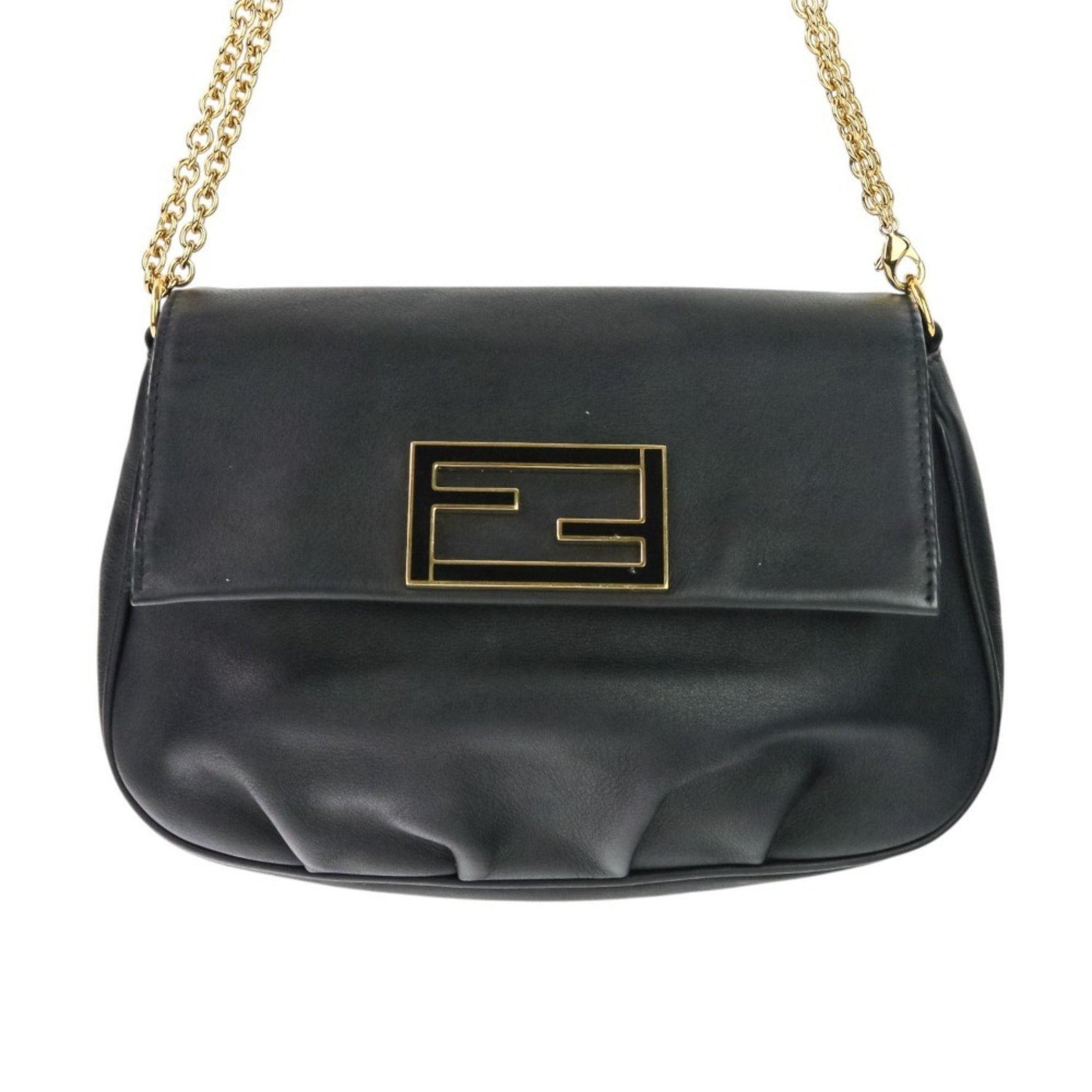 FENDI Leather Flap Chain Shoulder Bag