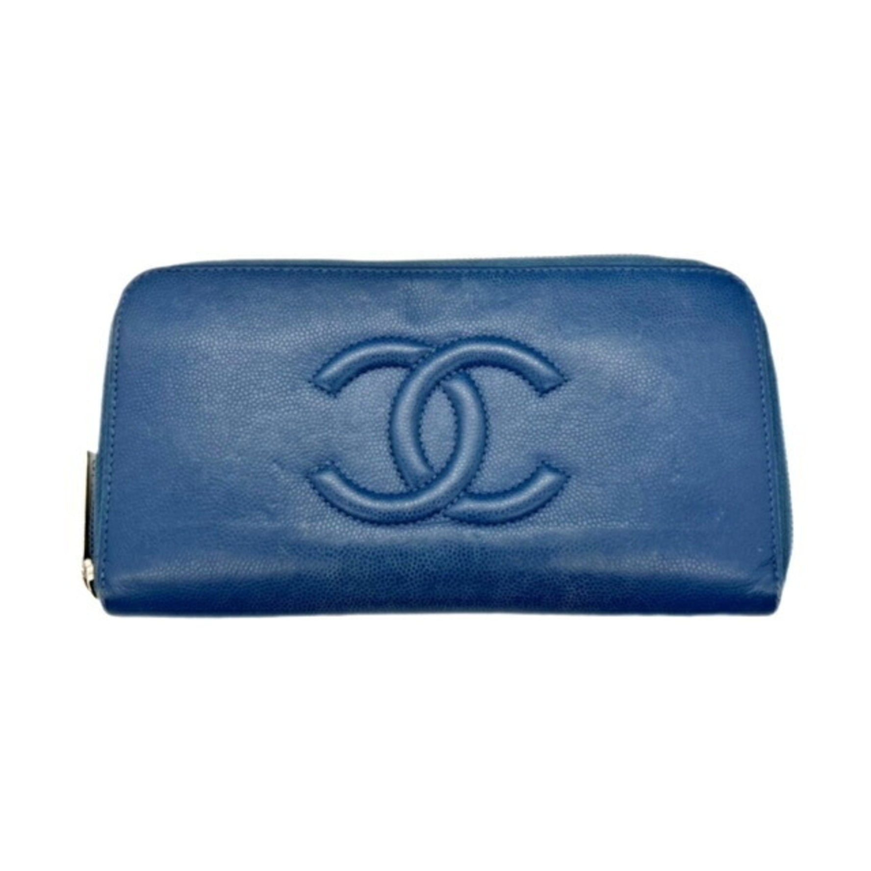 CHANEL Caviar skin long wallet round ladies men's