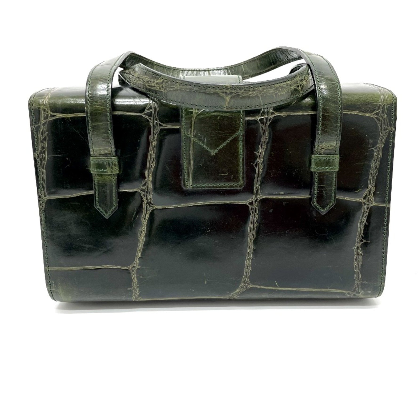 CELINE Croco embossed bag vanity box type Hand Bag