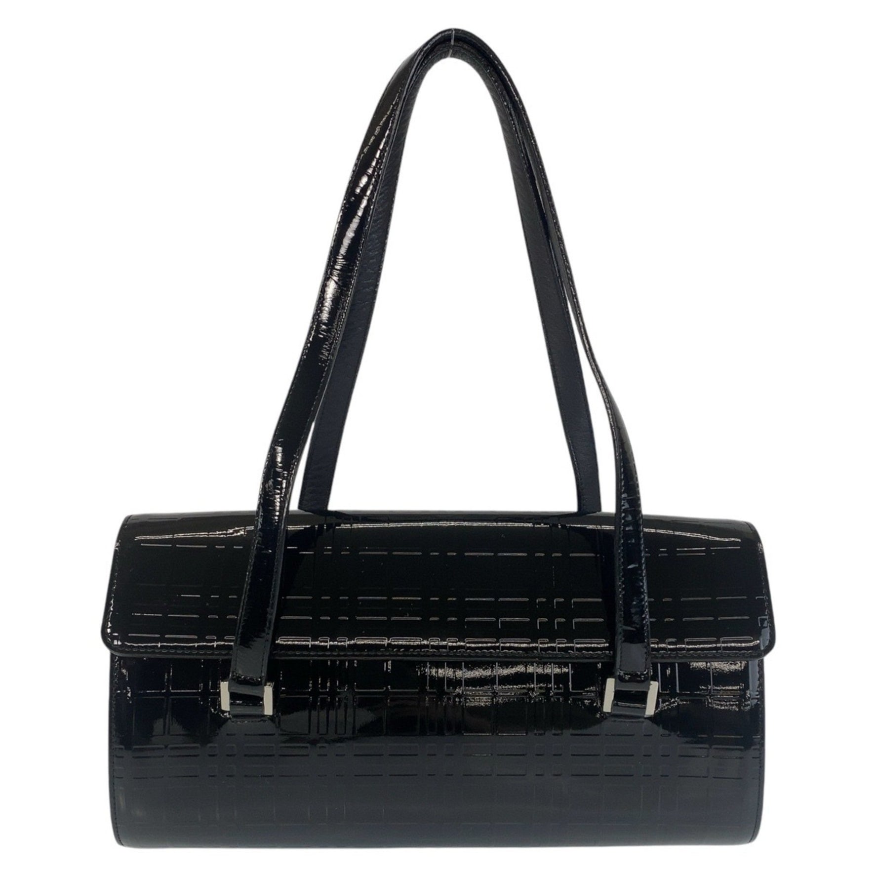 BURBERRY Check Pattern Embossed Silver Hardware Shoulder Bag