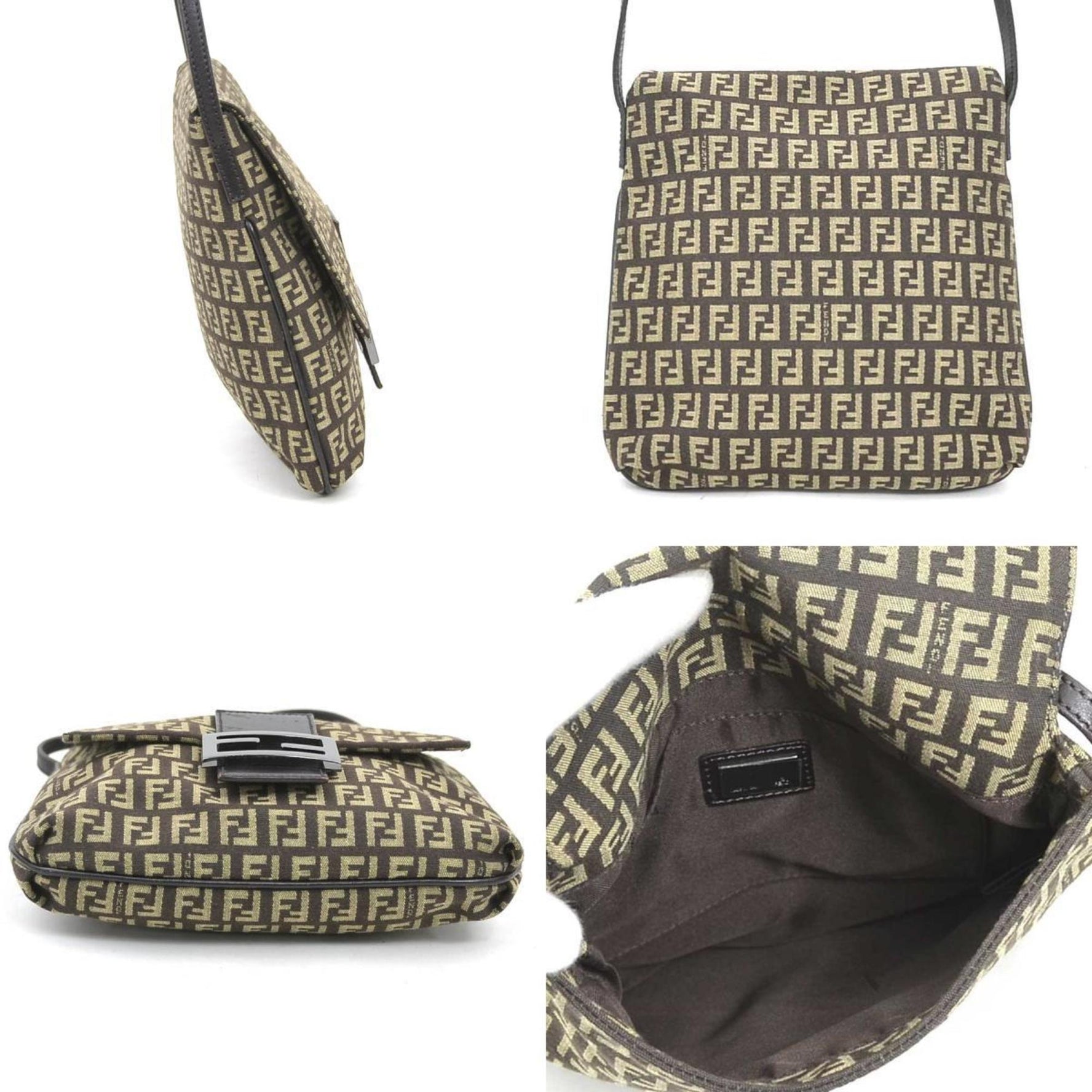 Fendi Zucchino Shoulder Bag in Nylon Canvas and Leather Women