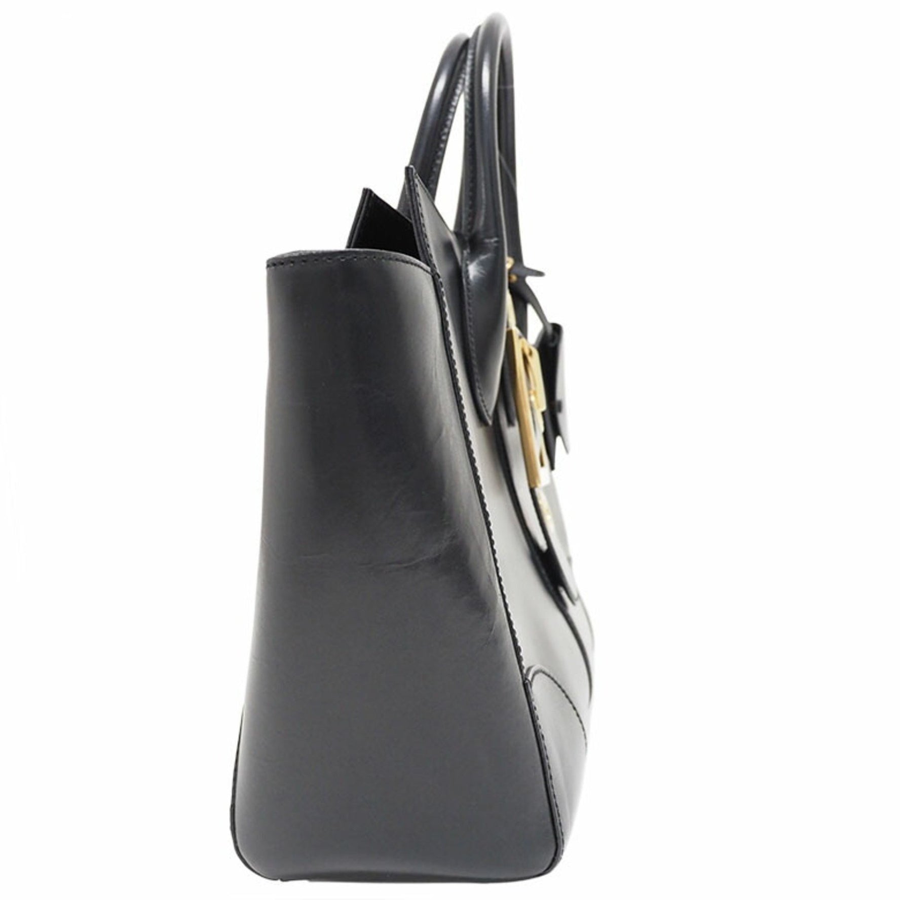 Gucci Leather Tote Bag Handbag Shine Flap Belt