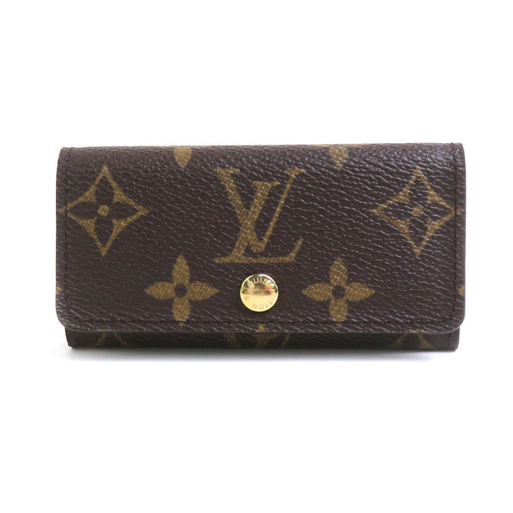 Louis Vuitton Key Case Monogram Multicle 4 Canvas Metal Gold Men's
