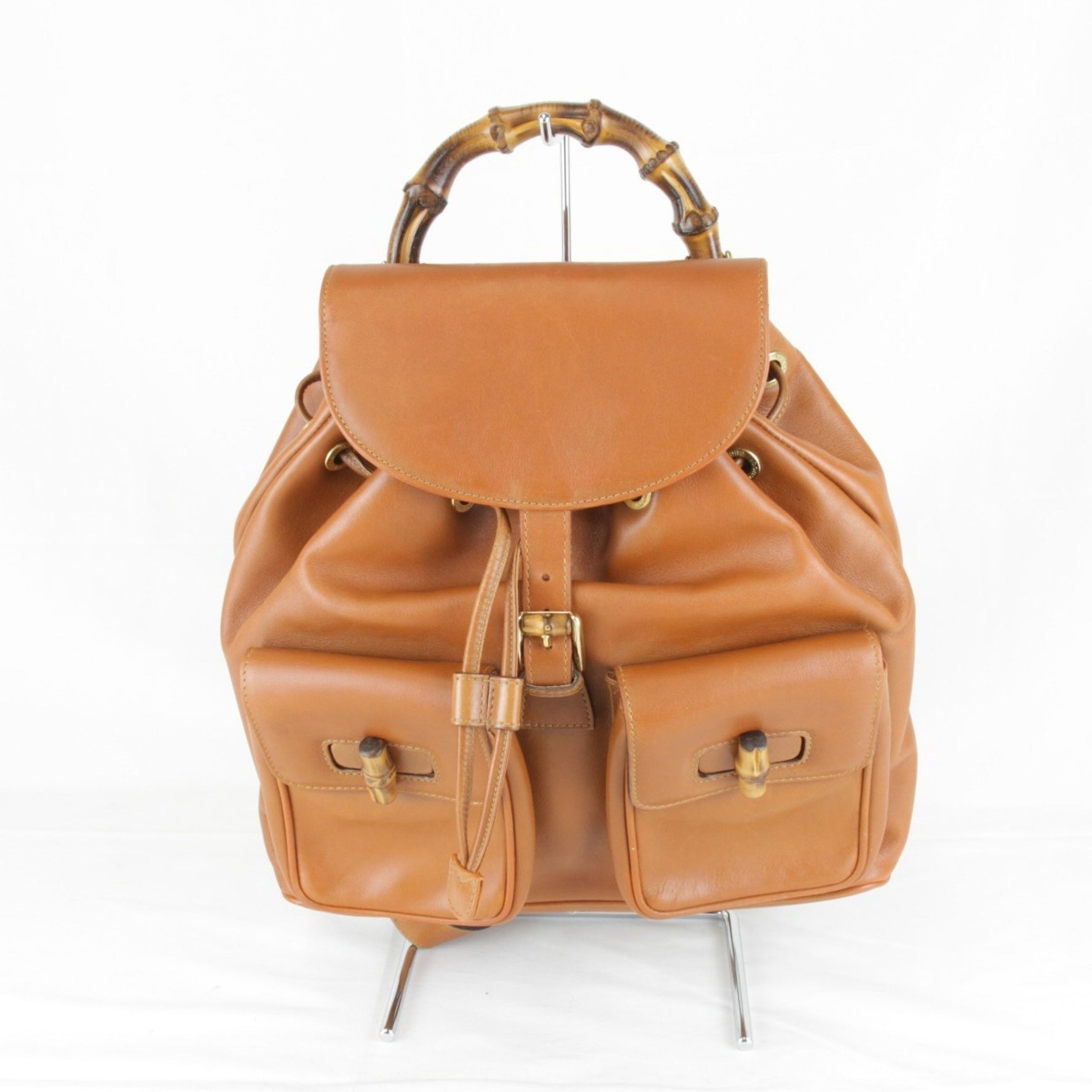 GUCCI 003・58・0016 Bamboo Backpack/Daypack Leather