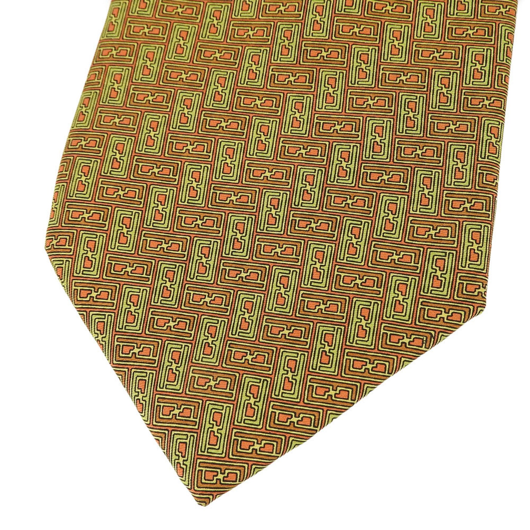 FENDI Necktie Silk Green Orange