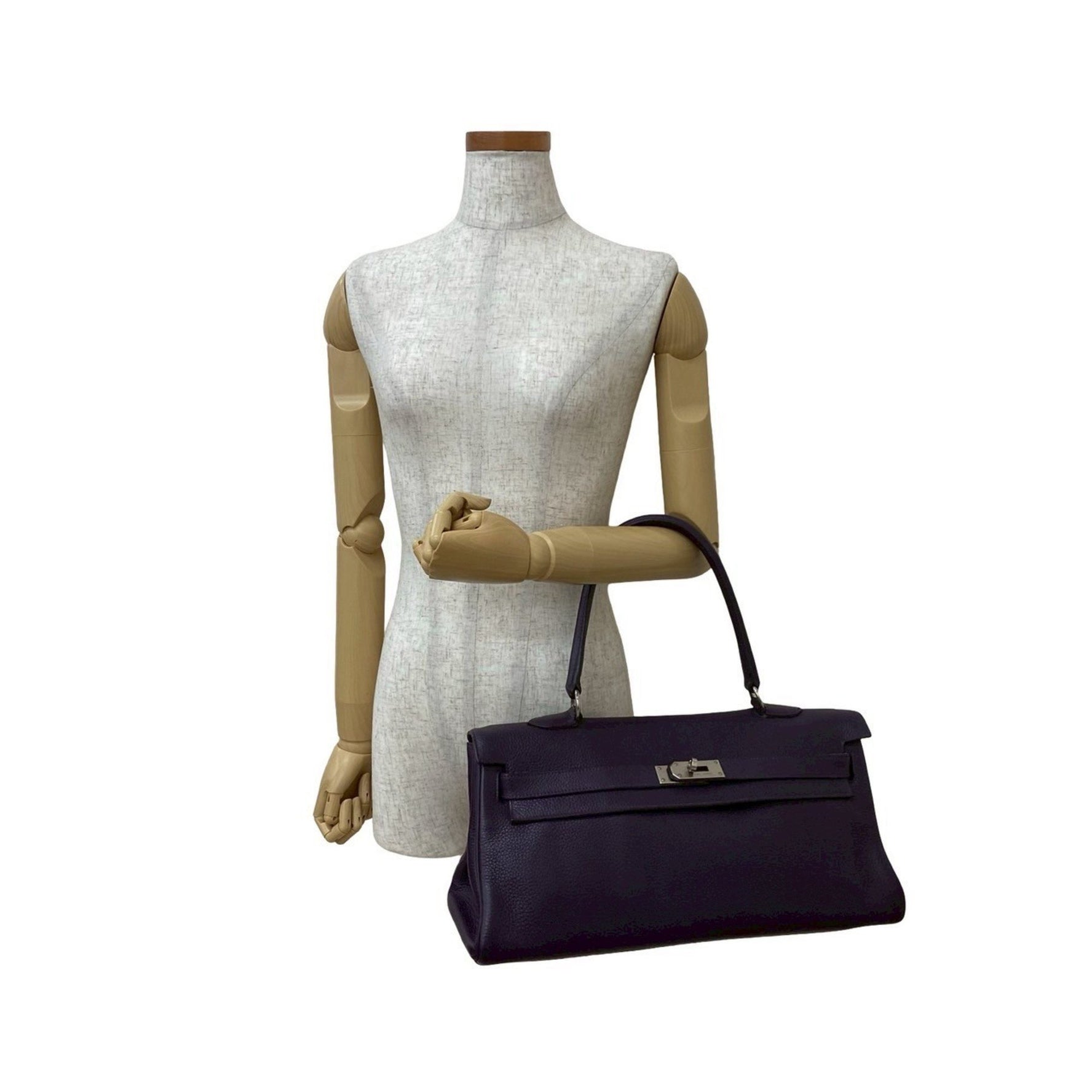 HERMES Kelly Shoulder Bag 42, Taurillon Clemence Leather, Genuine Leather Handbag/Mini Tote Bag