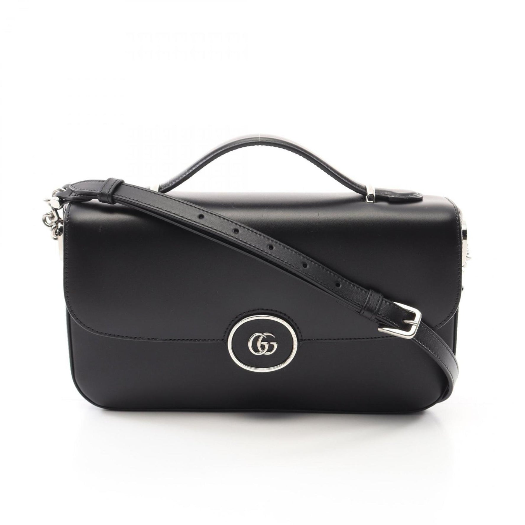GUCCI Double G Shoulder Bag Leather