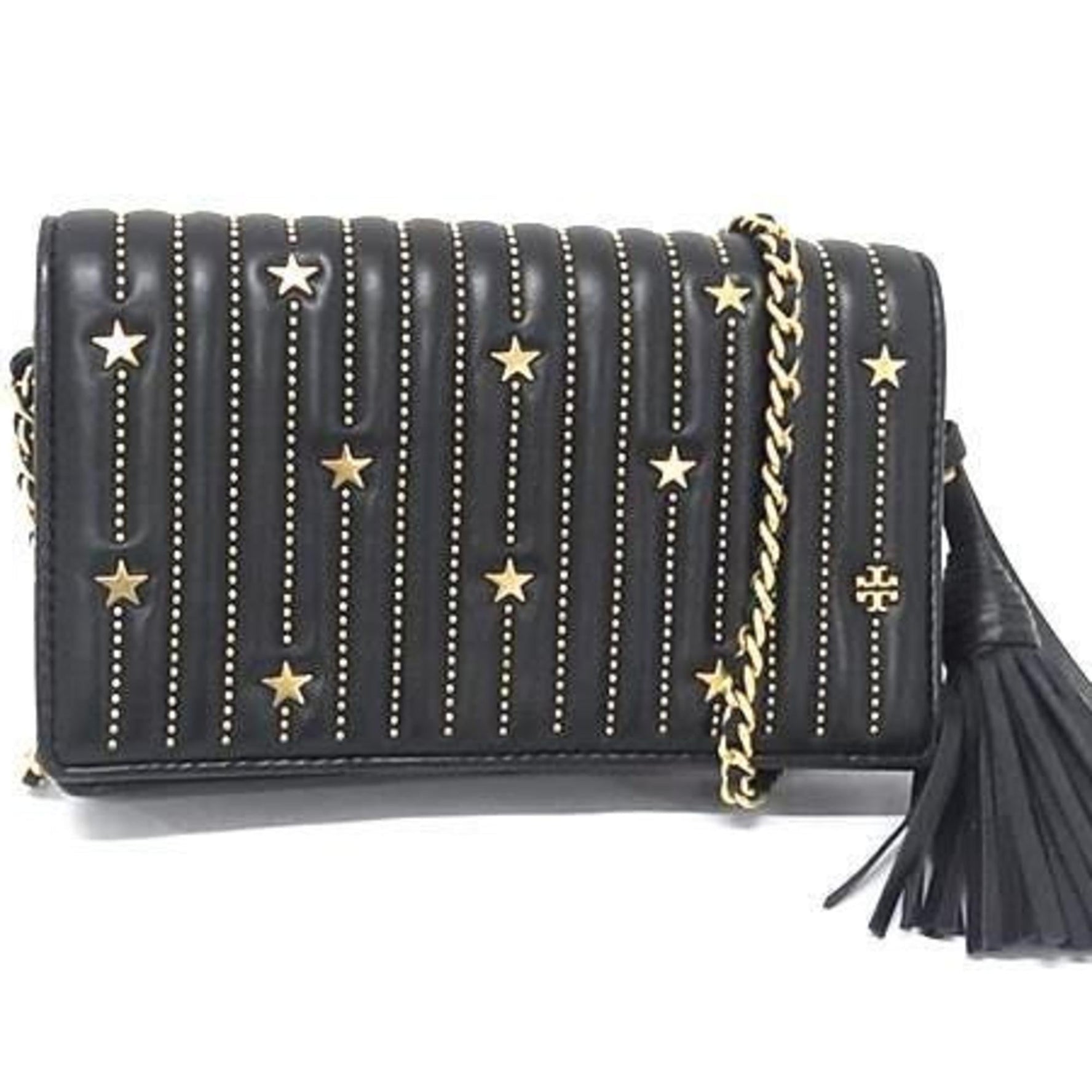 TORY BURCH Leather Star Tassel Chain Shoulder Wallet