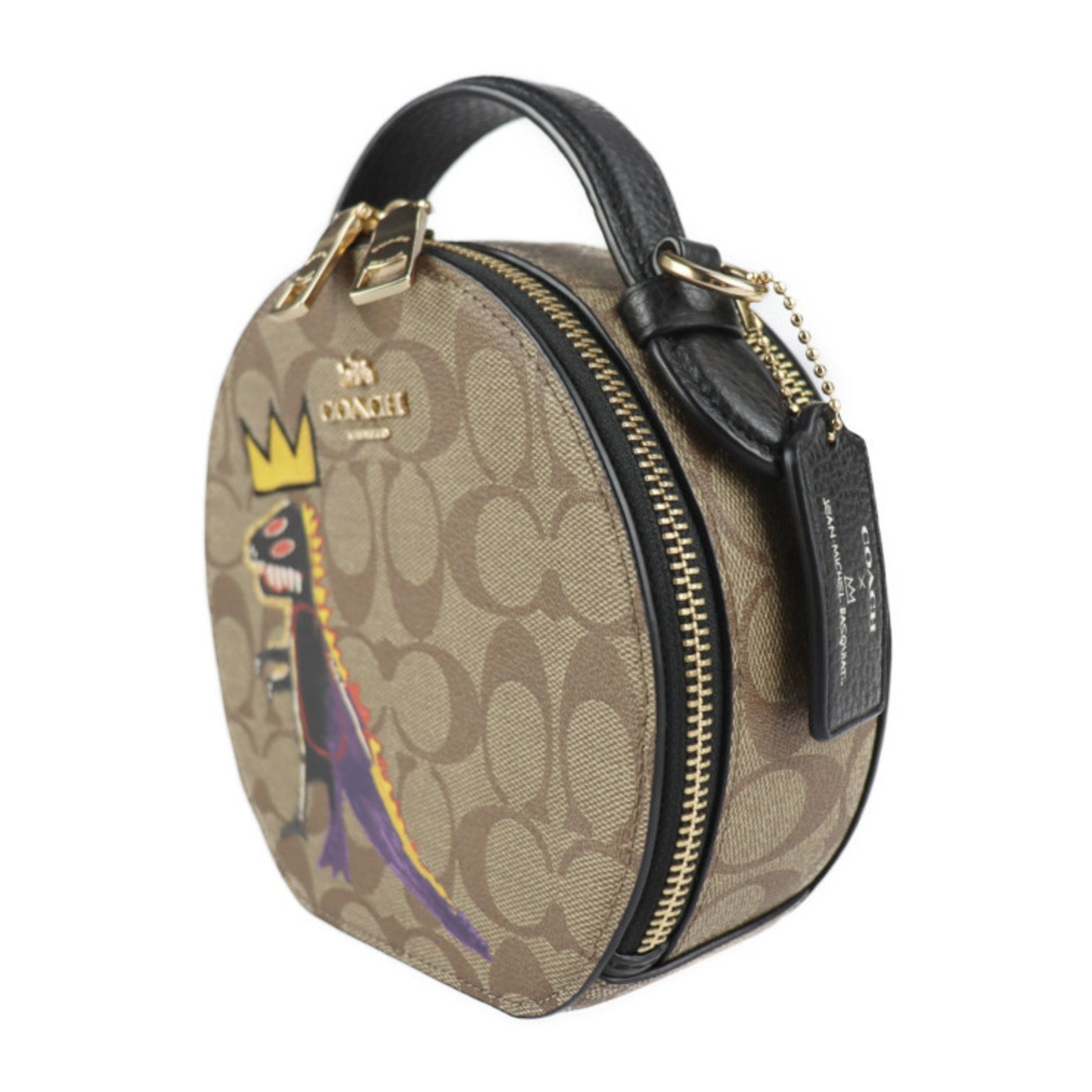 COACH Basquiat Canteen Crossbody Signature Handbag Leather Khaki Multicolor Shoulder Bag