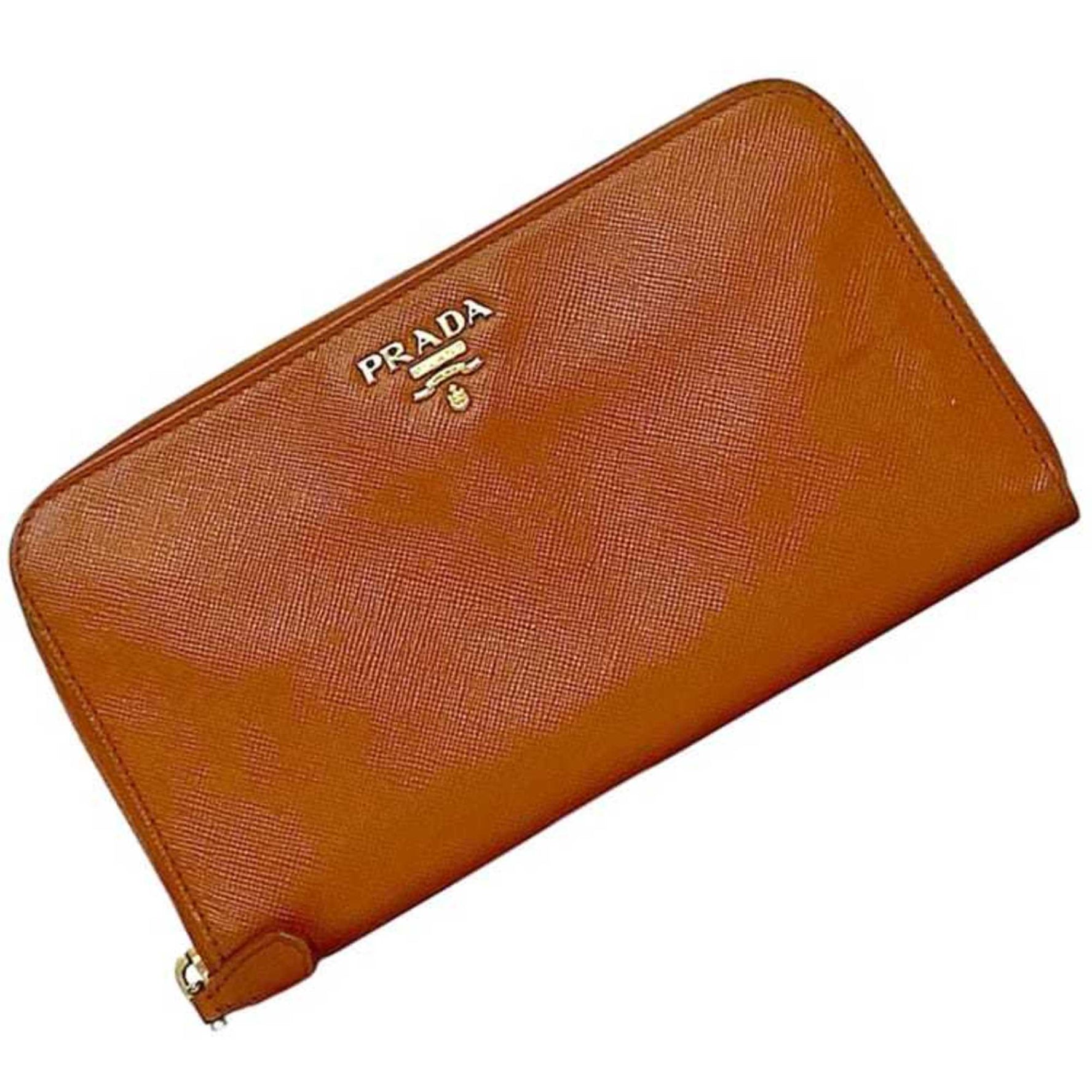Prada Round Long Wallet Saffiano Leather Size 42 Men's and Grained