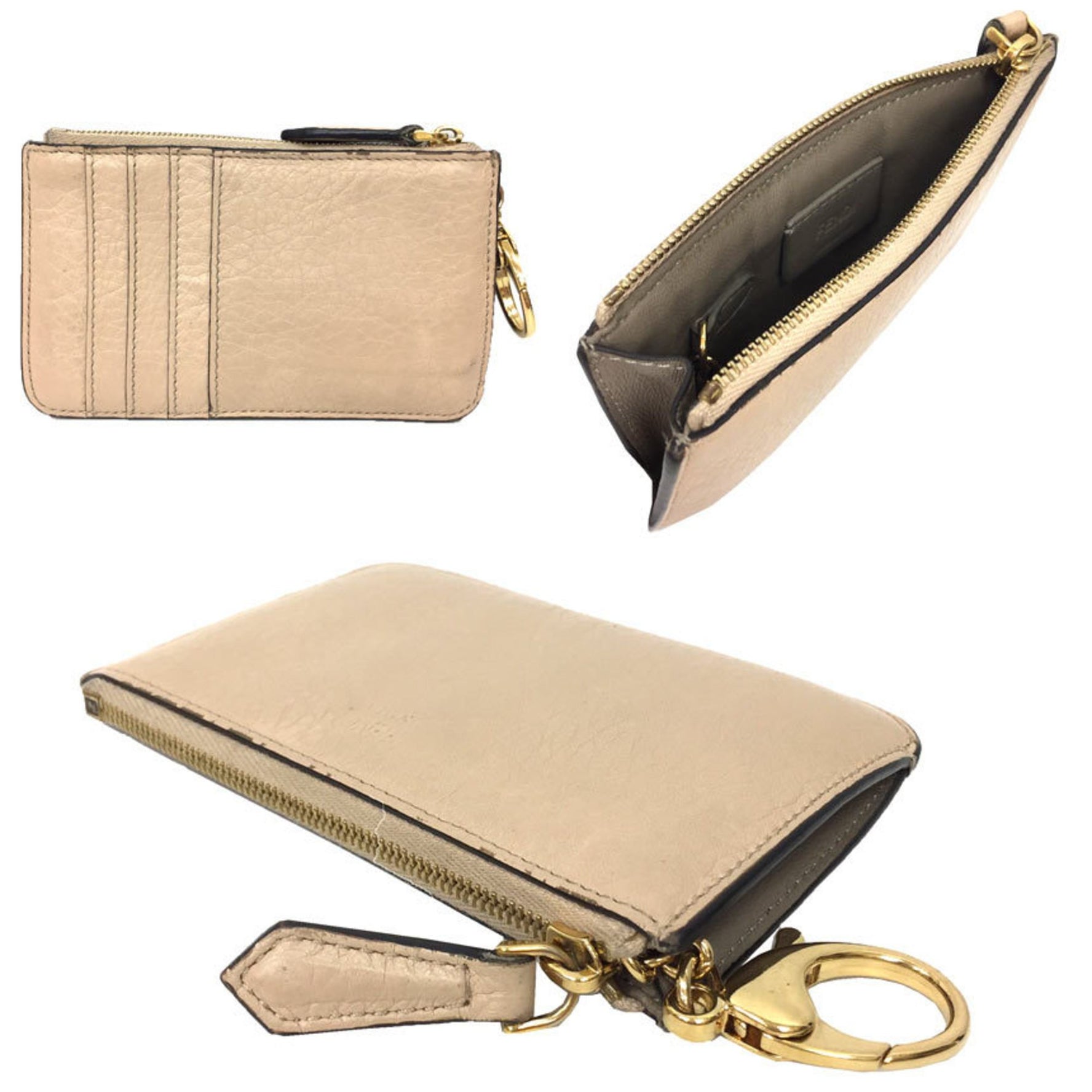 FENDI Fragment Case Coin Card Key Leather Small Wallet
