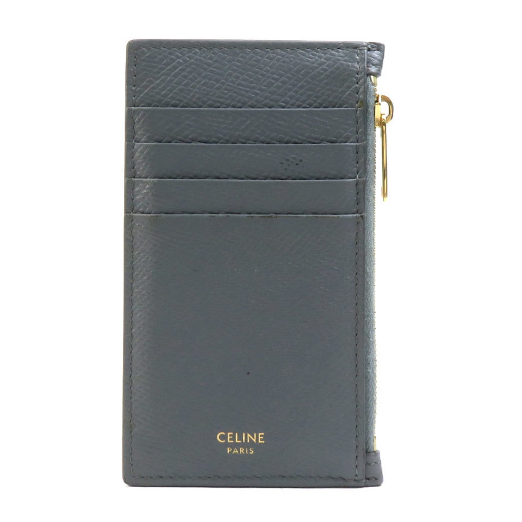 CELINE Wallet/Coin Case Leather Grey Men's