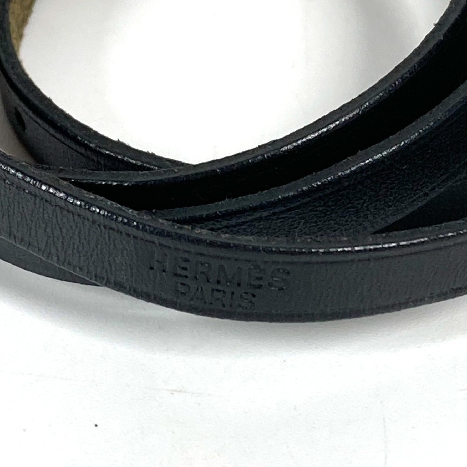 HERMES API long logo accessory bracelet leather men's