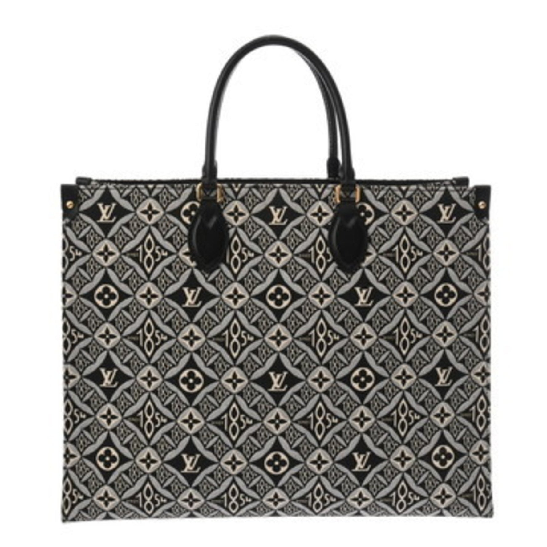 LOUIS VUITTON Monogram Jacquard On the Go GM White/Black Canvas Handbag