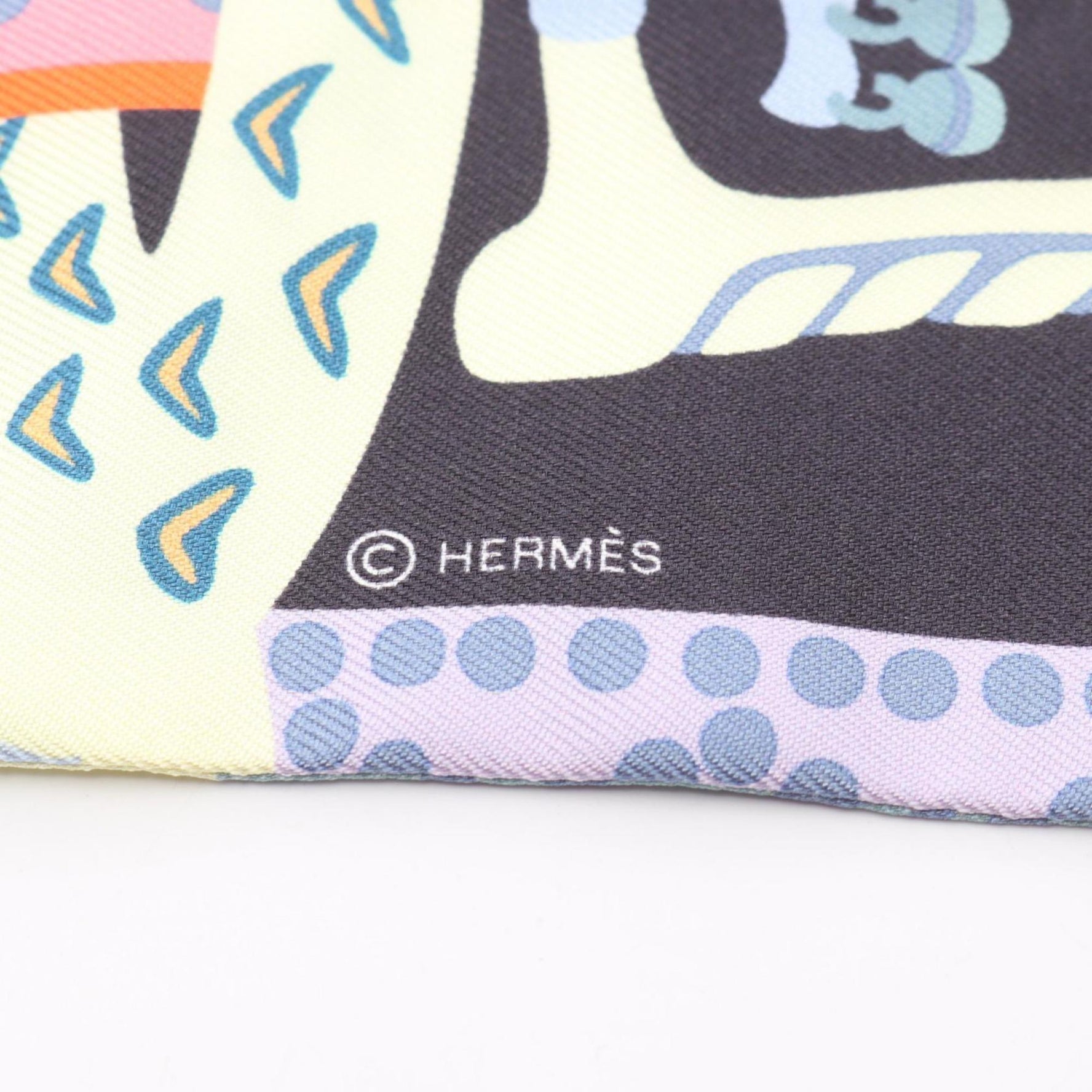 Hermes Hermès Twilly Fantaisie d'Etriers Silk Scarf in Black and Multicolor