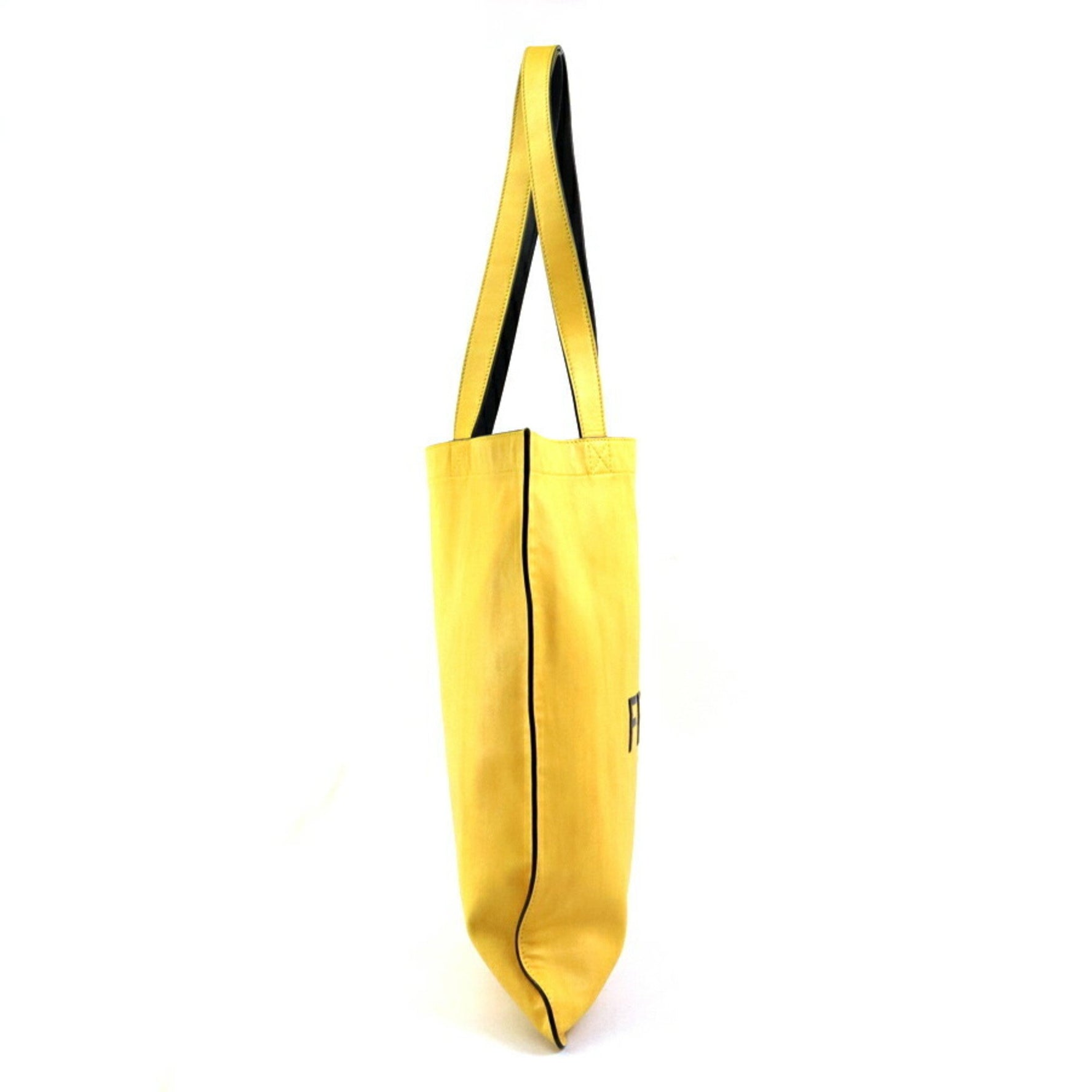 FENDI Shoulder bag tote leather yellow x black