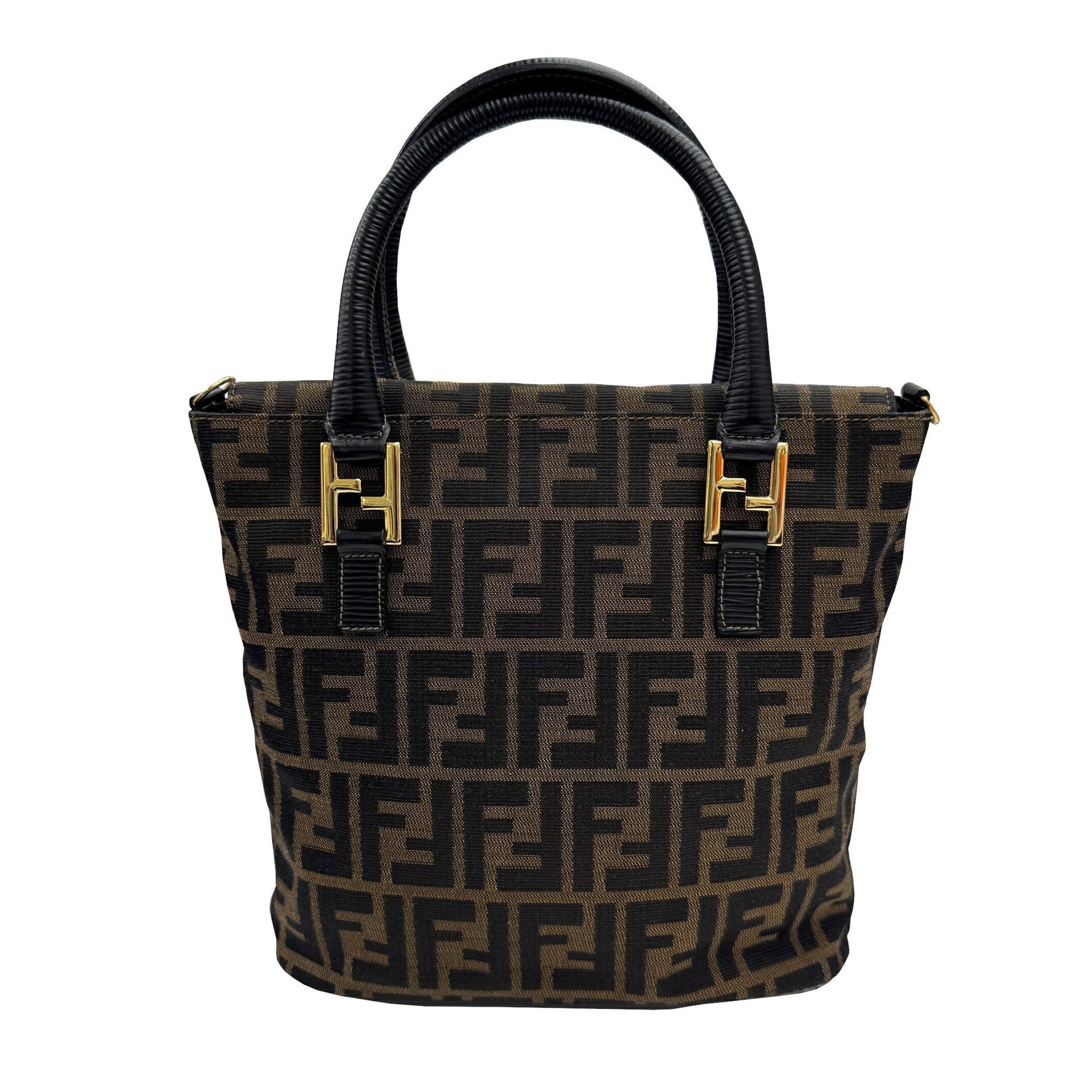 FENDI Zucca pattern handbag tote bag canvas and leather