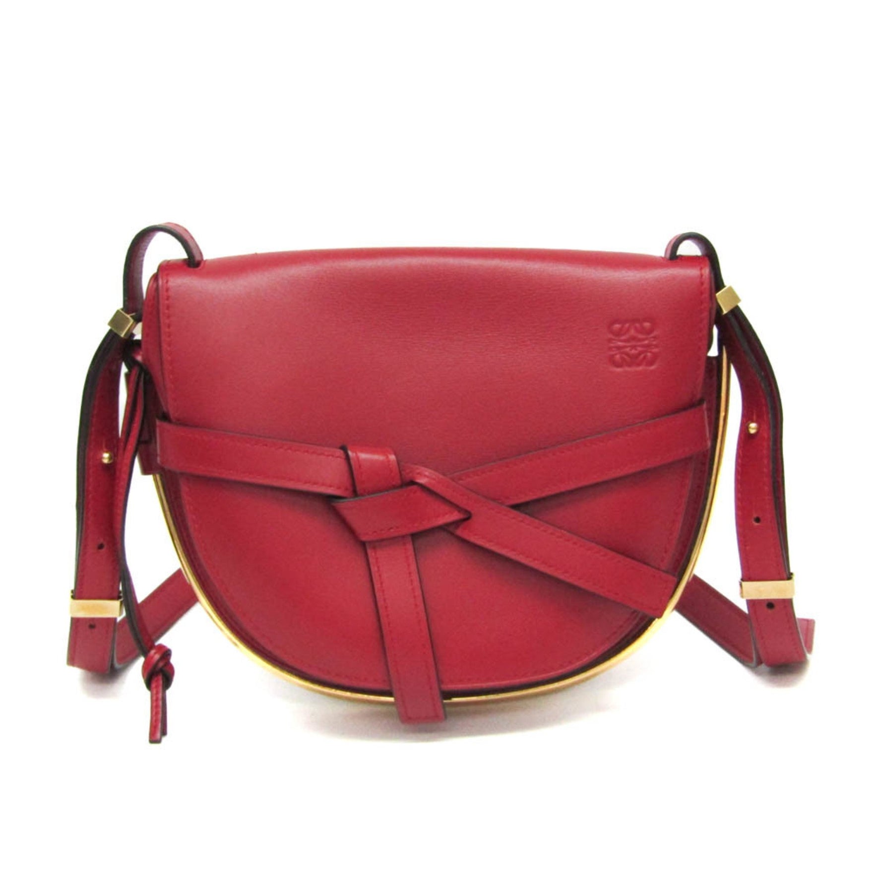 Loewe Metal Gate Leather Shoulder Bag Red Color