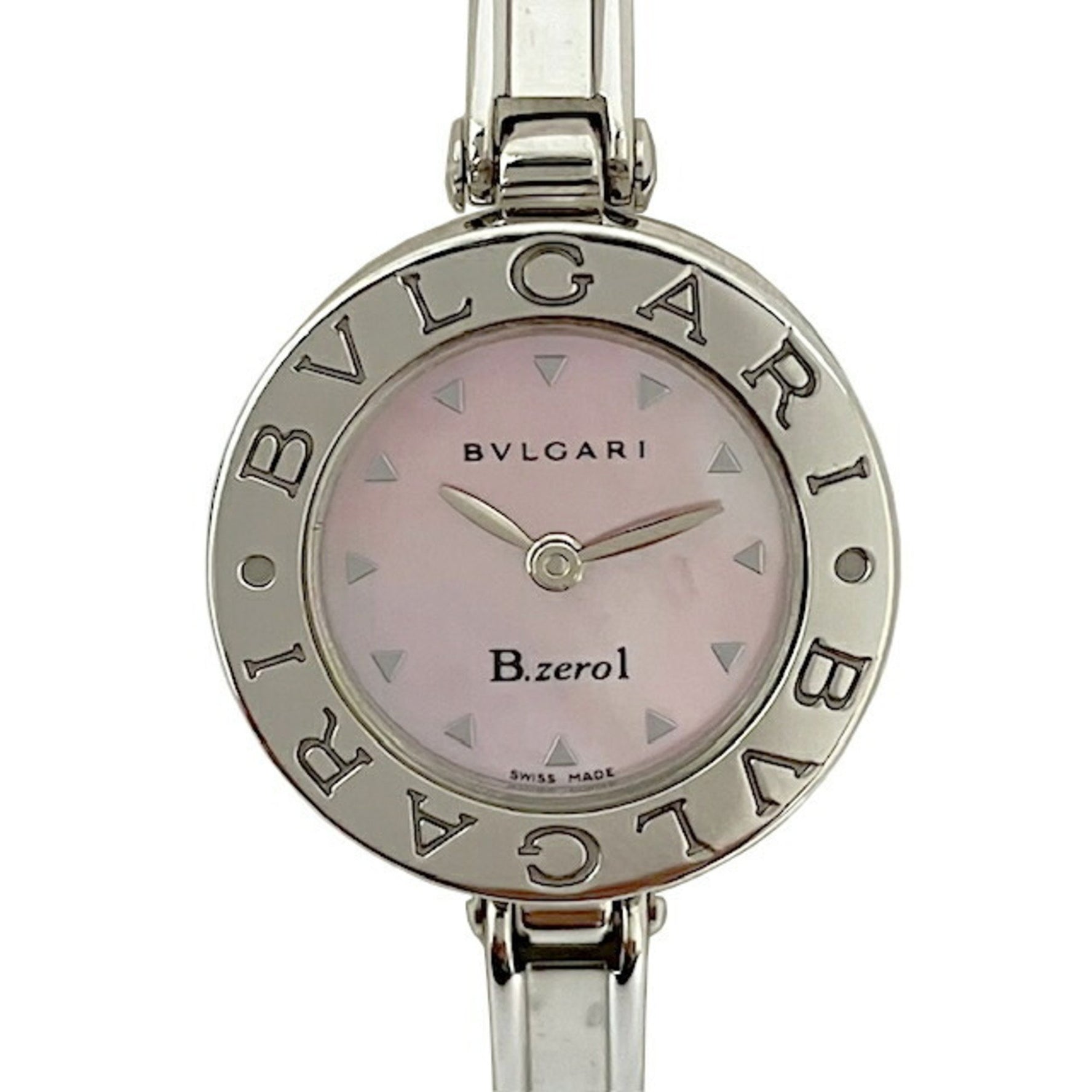 BVLGARI B-zero1 BZ22S Shell Dial Pink Stainless Steel Bangle Watch Wristwatch Women's
