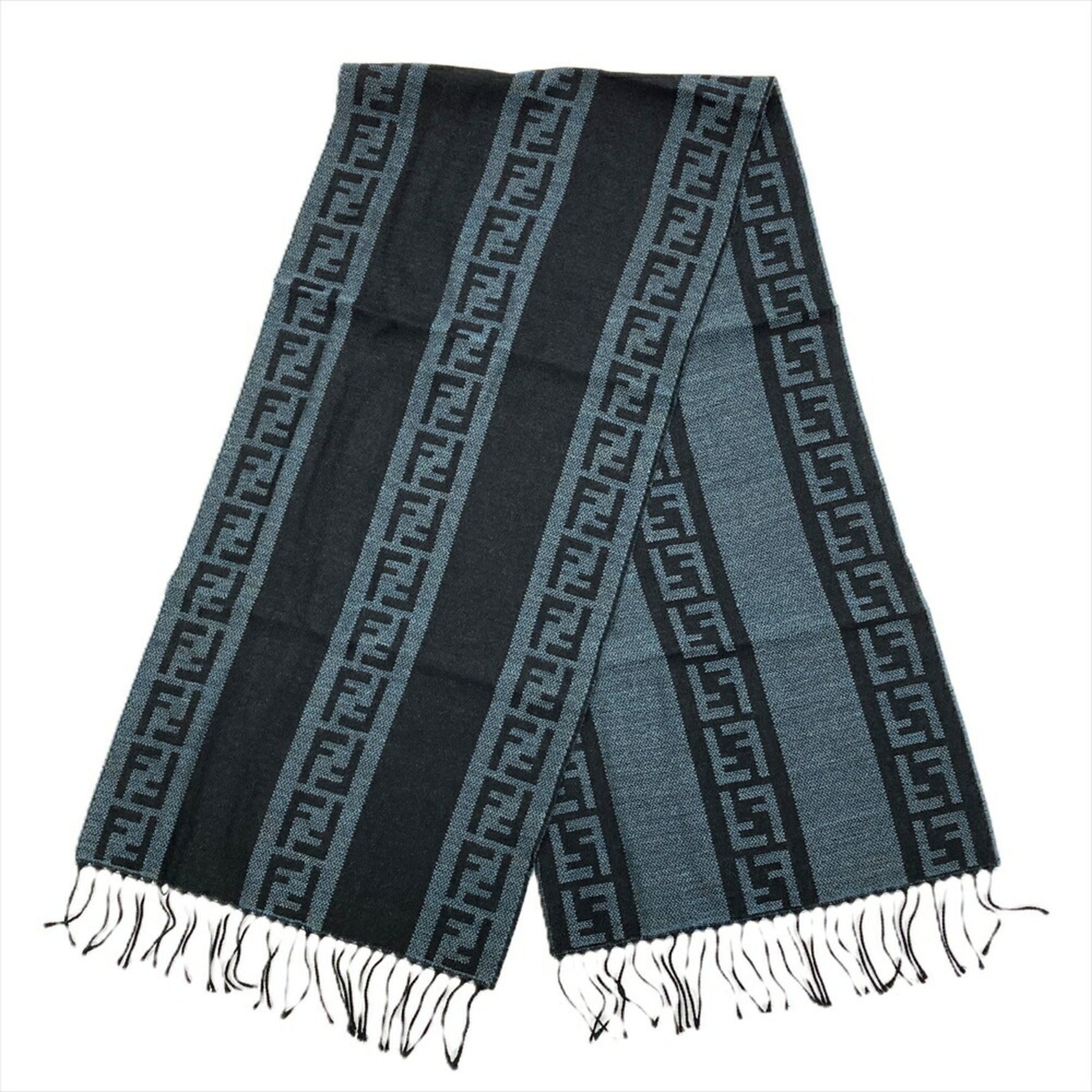 FENDI Scarf Wool Black Zucca CRAVATTE