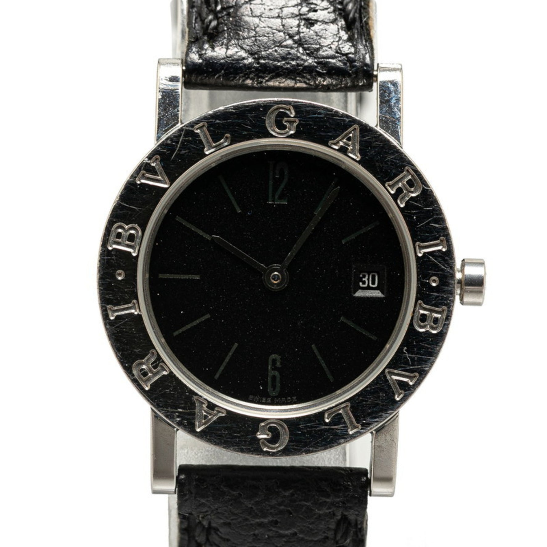 BVLGARI Watch Quartz Black Dial Stainless Steel Leather
