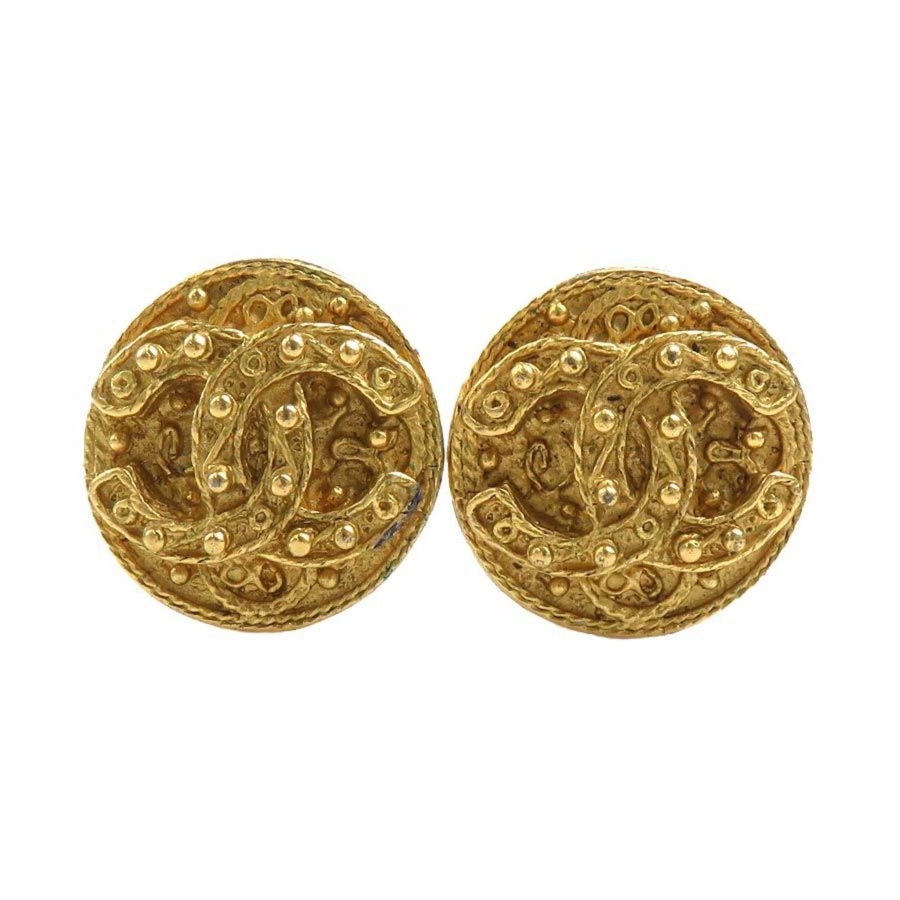 CHANEL Coco Mark Metal Earrings