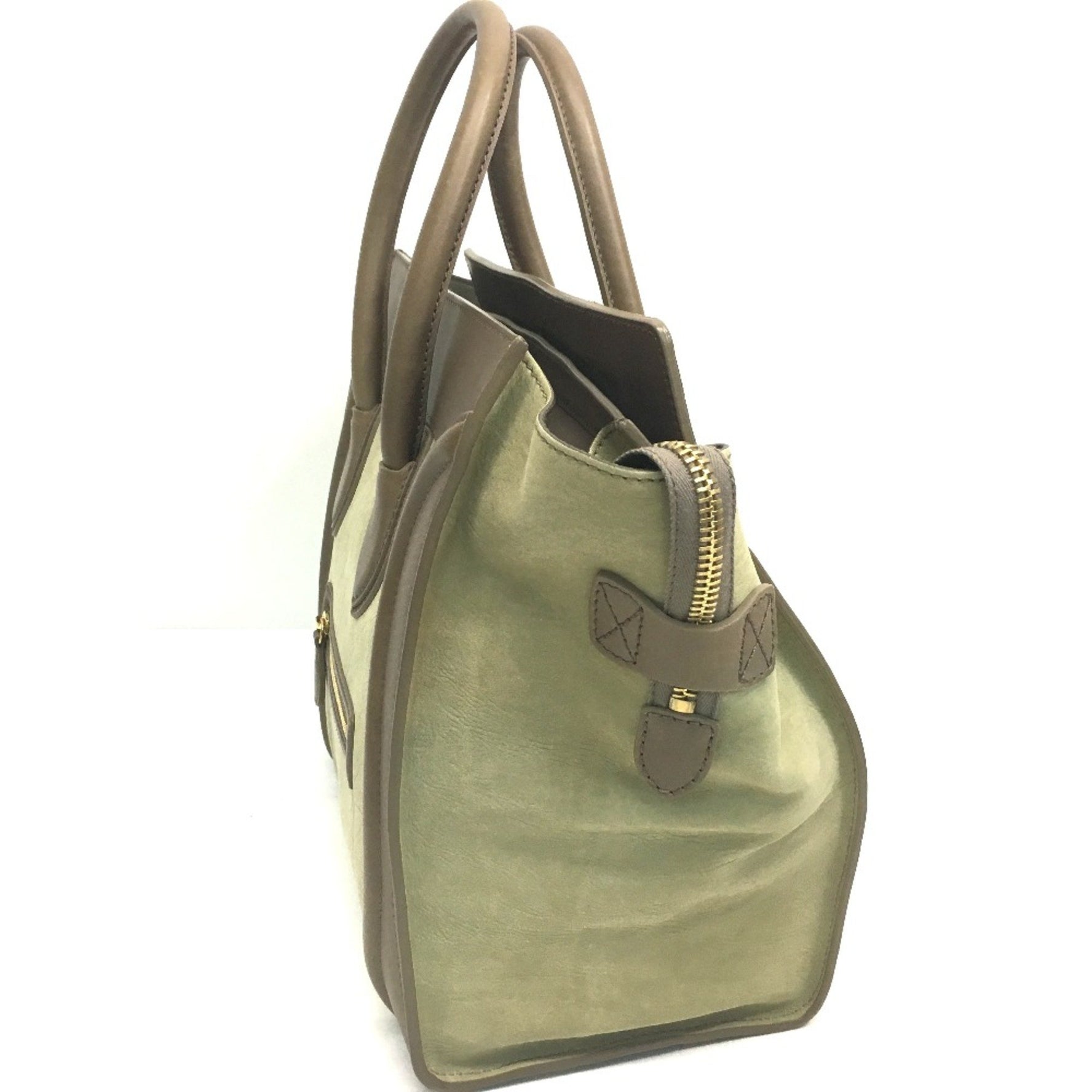 CELINE Mini Shopper Bag Tote Bag Hand Bag Beige BrownBased