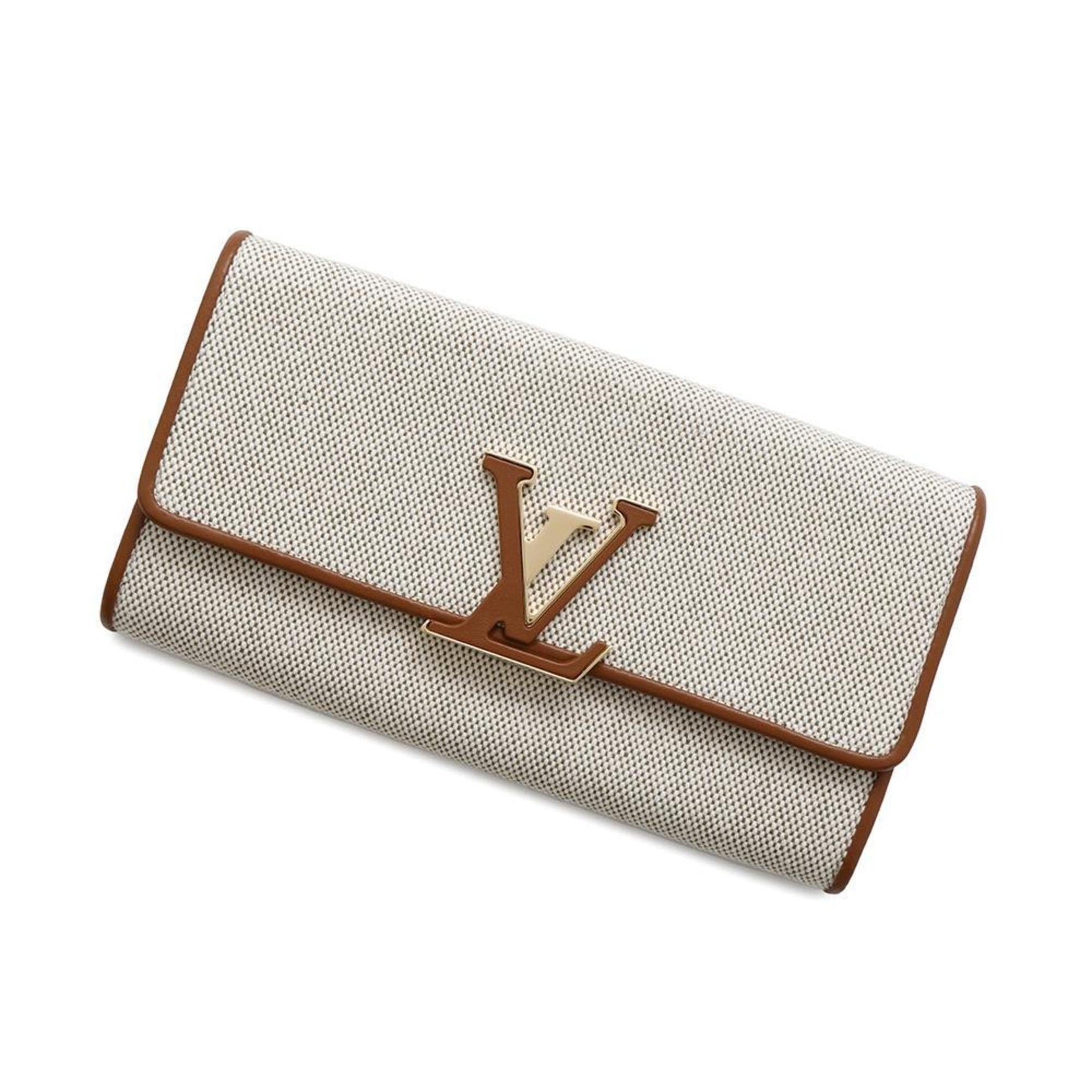 Louis Vuitton Long Wallet Canvas Calf Leather Portefeuille Capucines