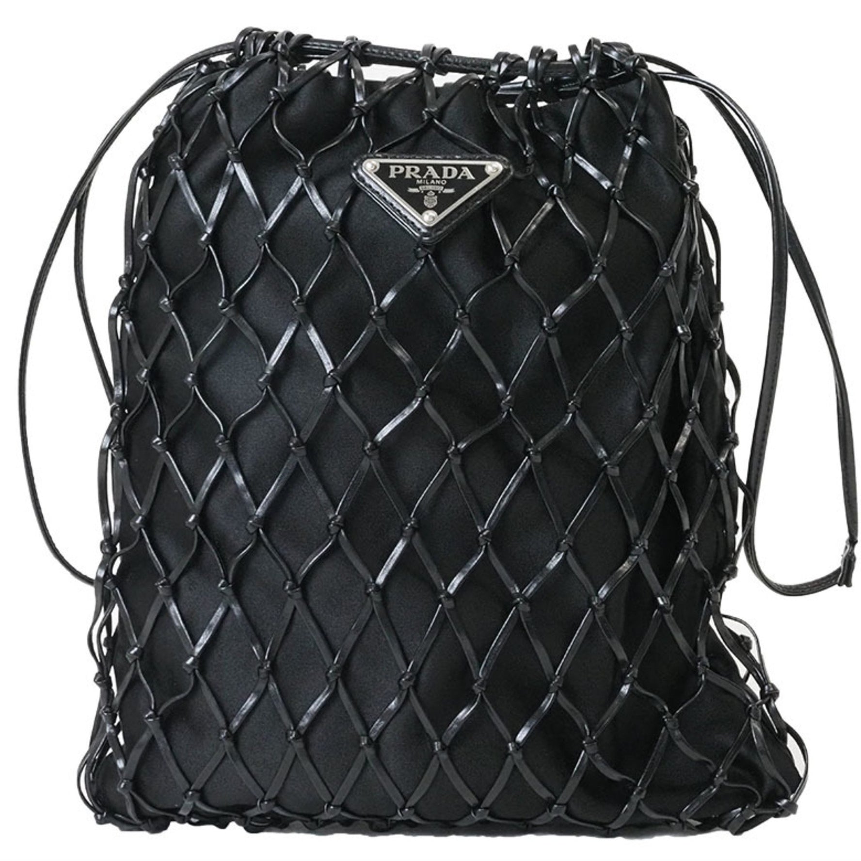 Prada Mesh Satin Chain Shoulder Bag Leather Clutch