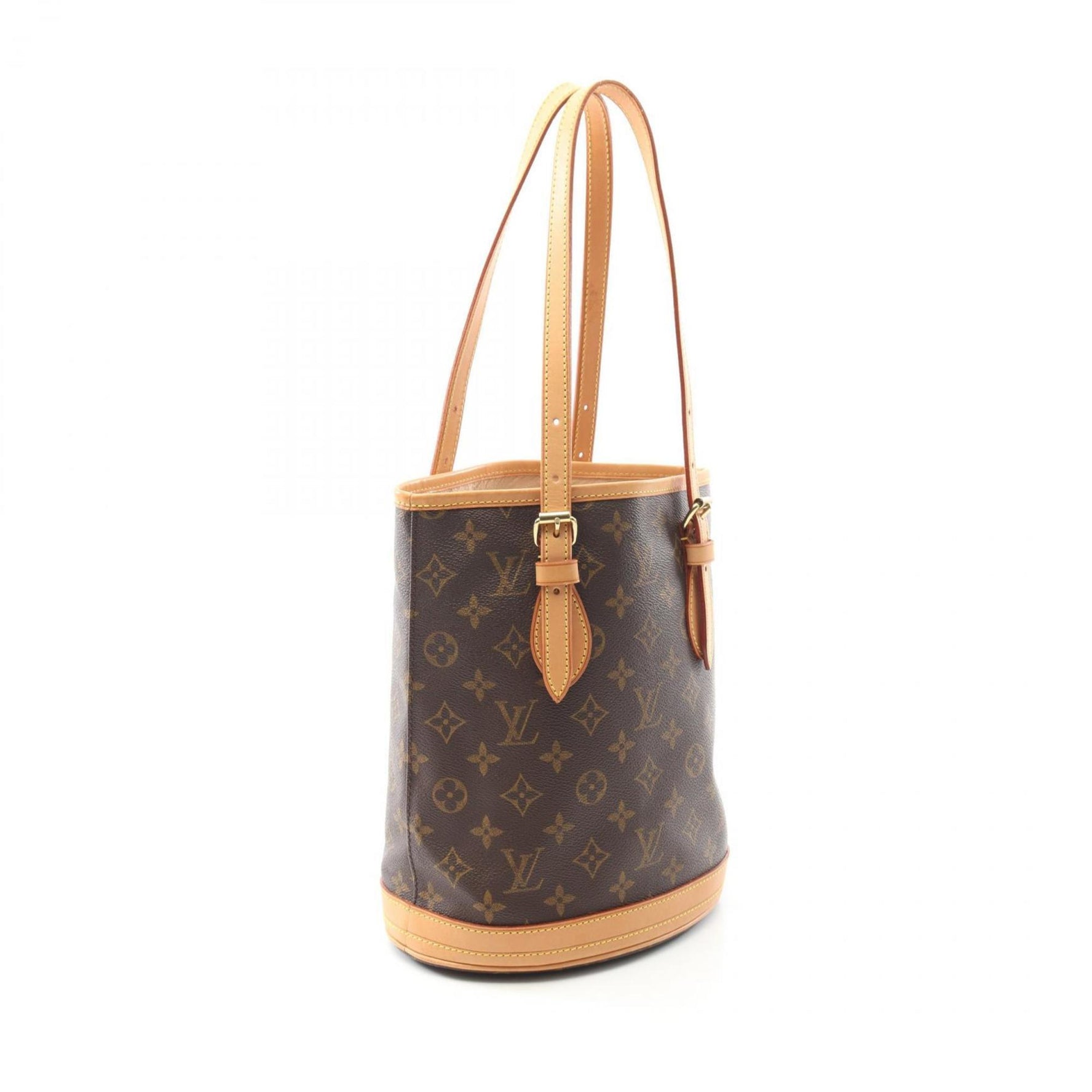 Louis Vuitton Bucket PM Handbag in Coated Canvas and Leather with Monogram Design