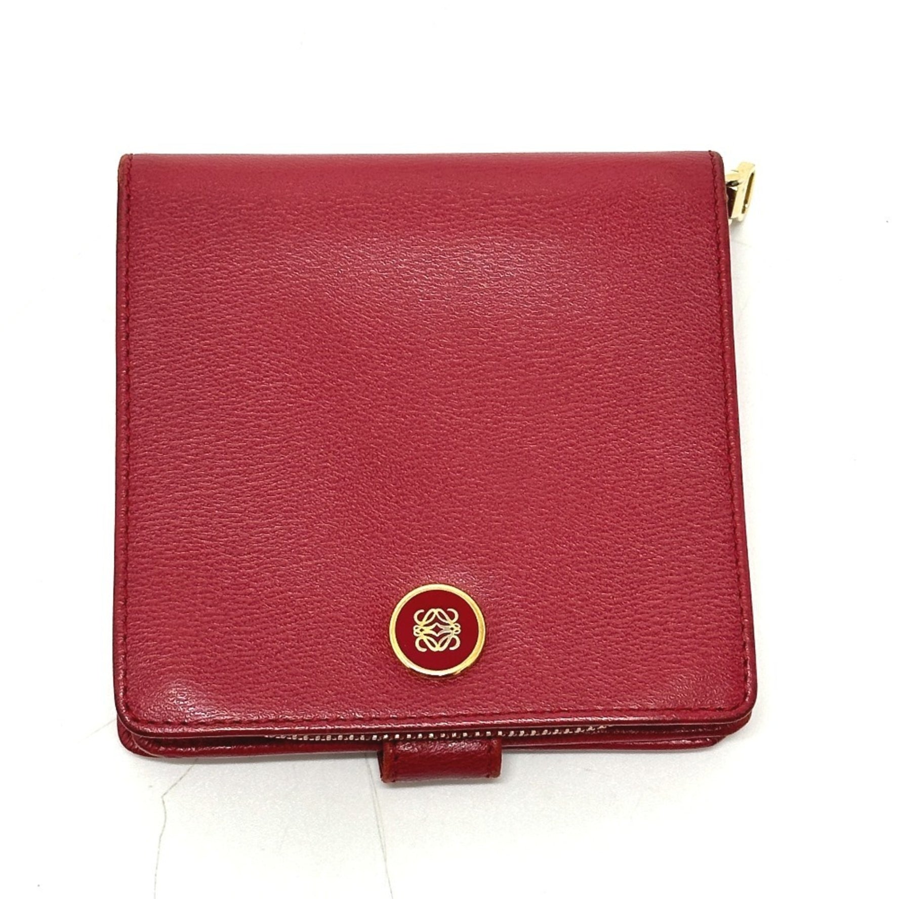 LOEWE Logo Bi-fold Wallet Leather Red