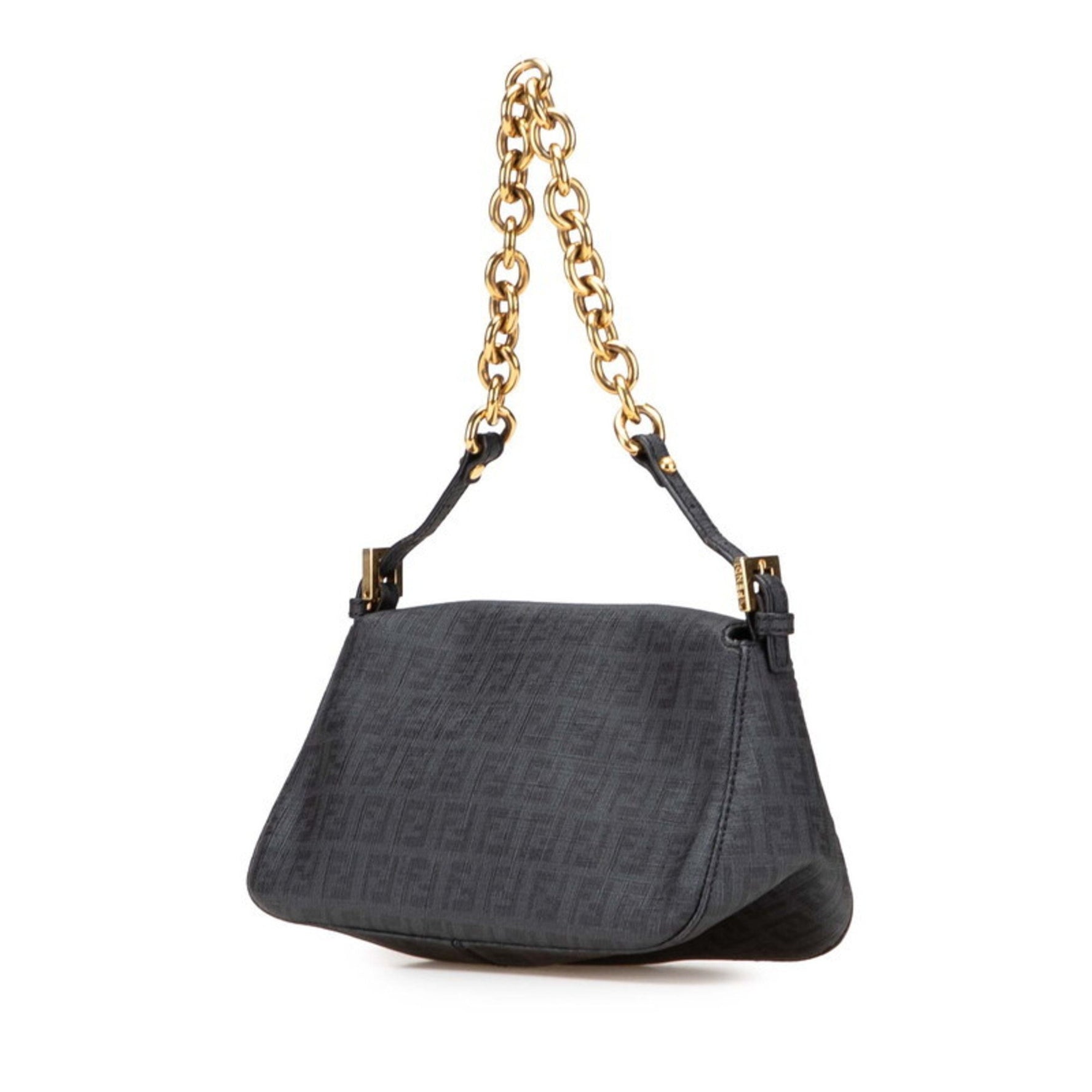 FENDI Zucchino Mini Mamma Bucket Chain Handbag Leather