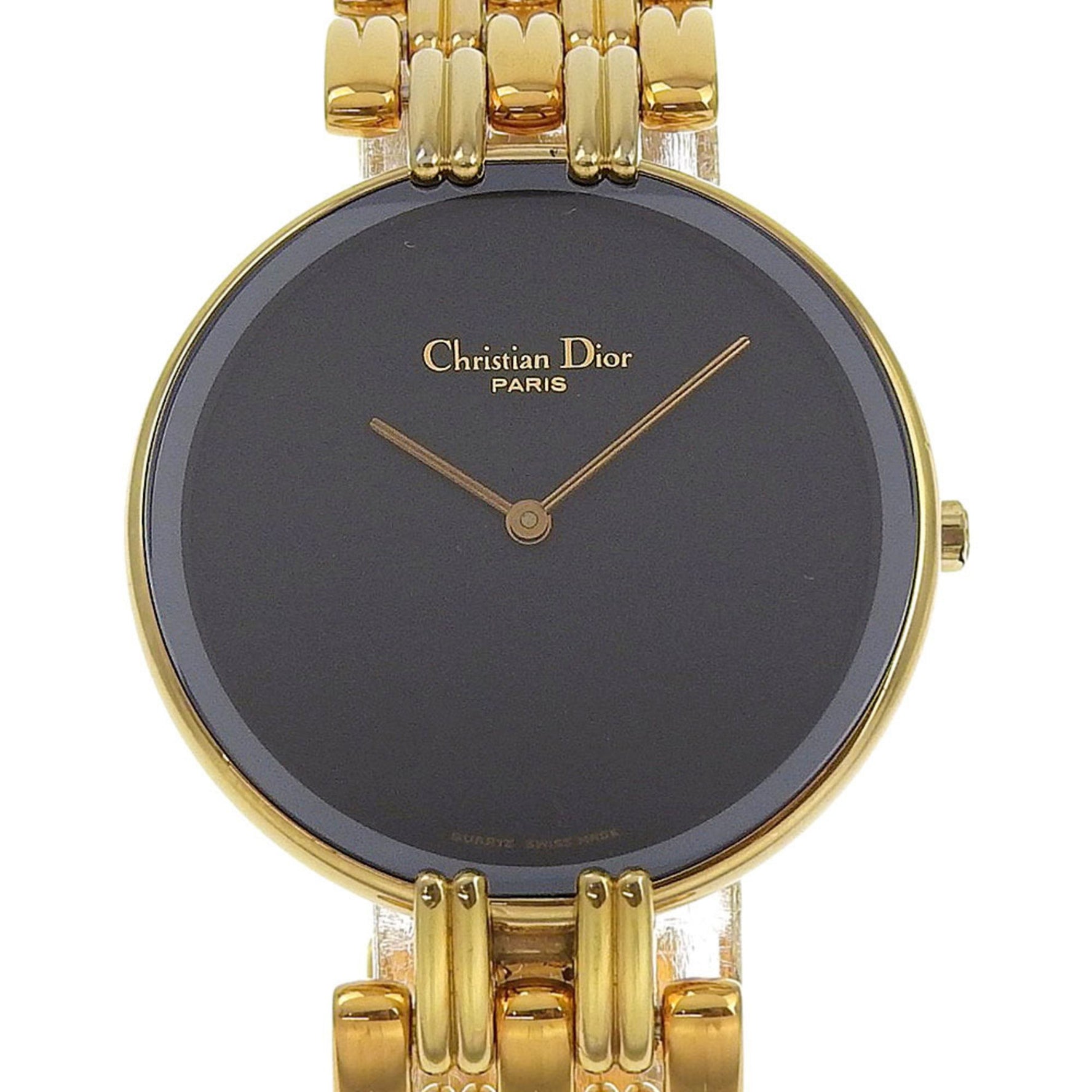 Christian Dior Bakira Watch Gold-Plated Stainless Steel with Gold Quartz Movement, Analog Display, Black Dial