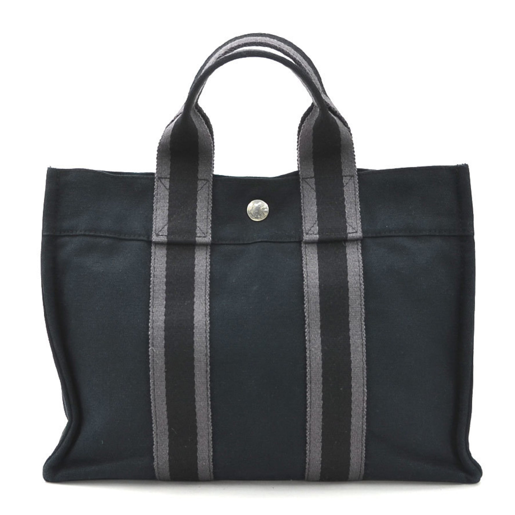 Hermes handbag Foultou cotton black grey silver men women