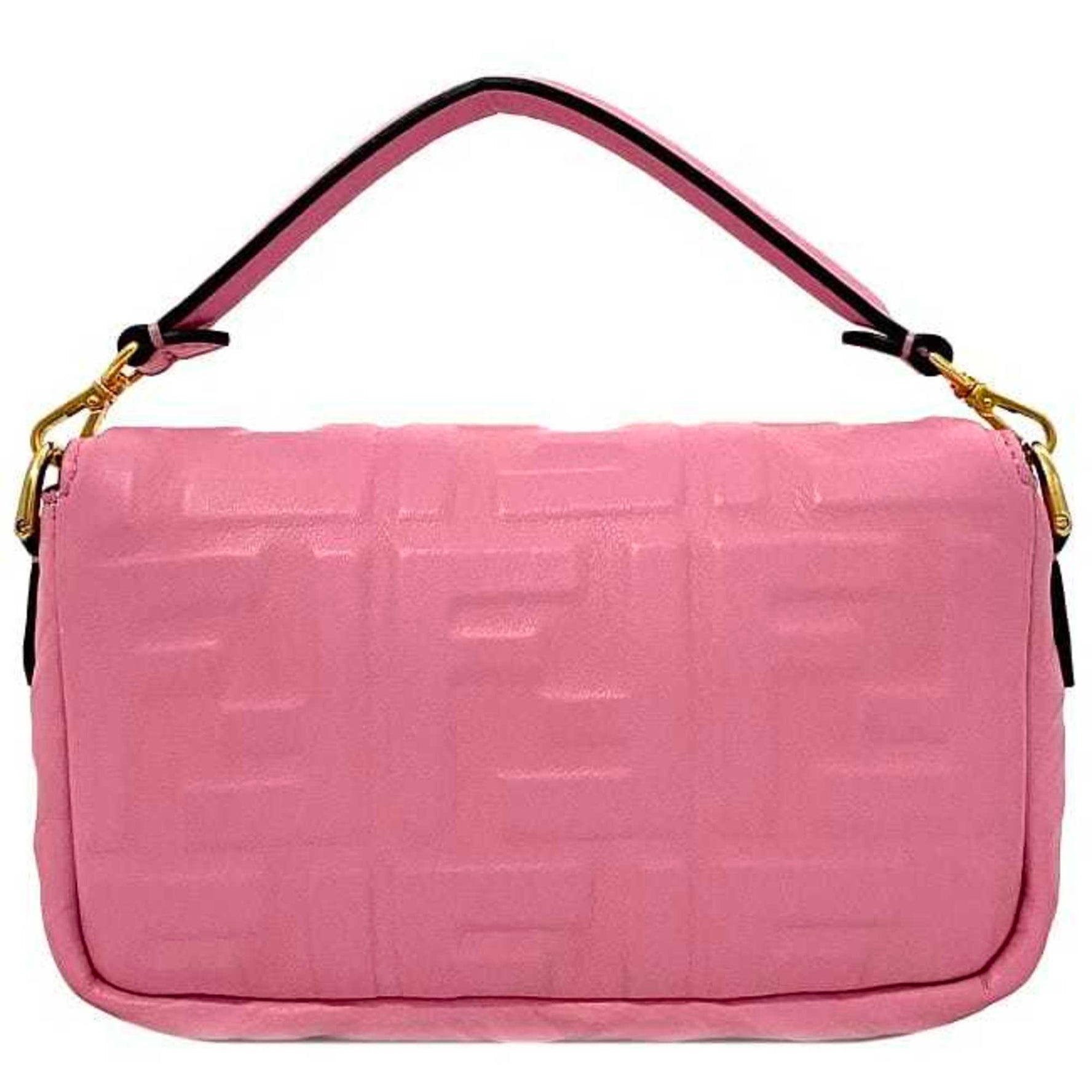 Fendi Baguette Small Gold Leather GP Shoulder Bag FF Embossed Ladies Chain