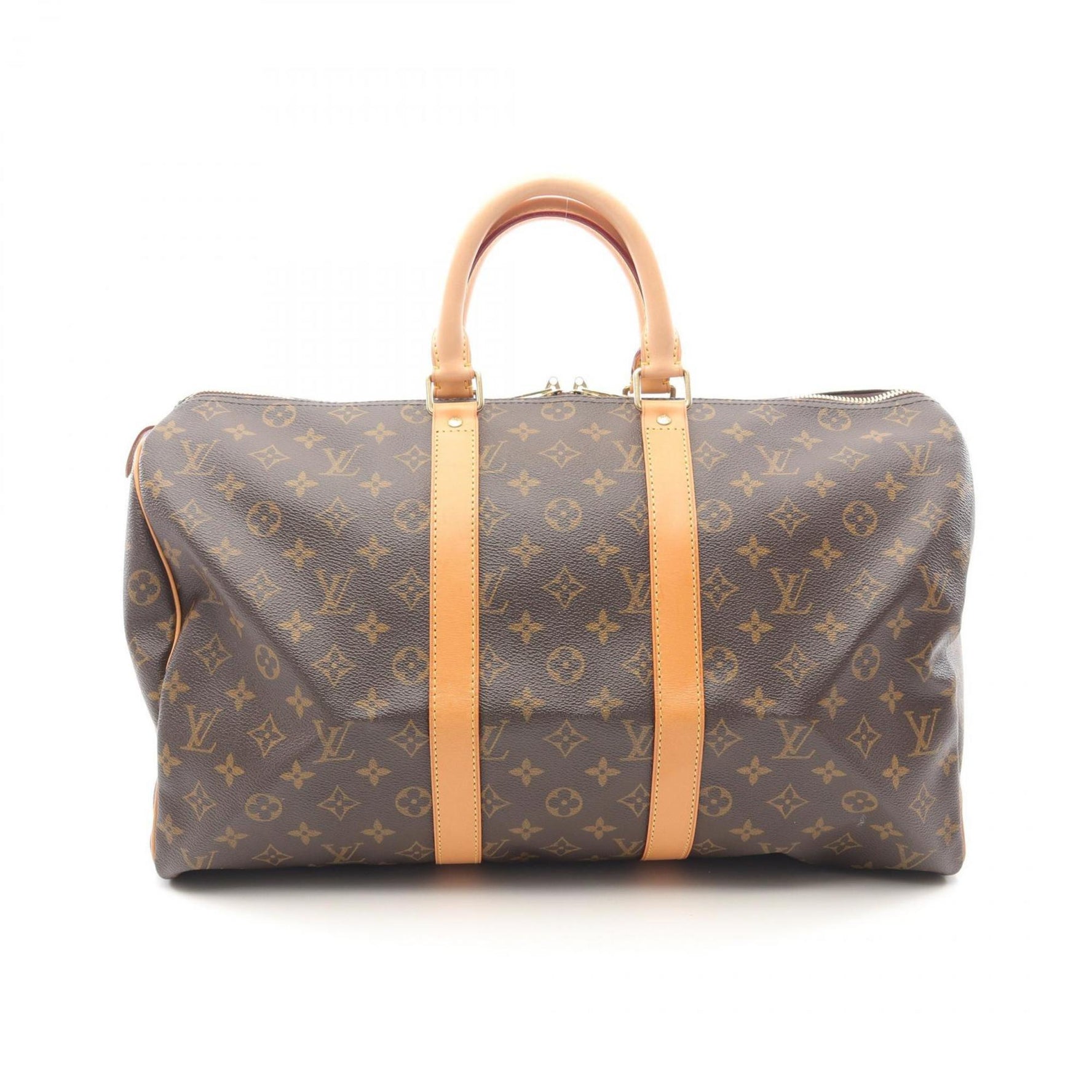Louis Vuitton Keepall 45 Monogram Boston Bag Coated Canvas Leather Men's Brown