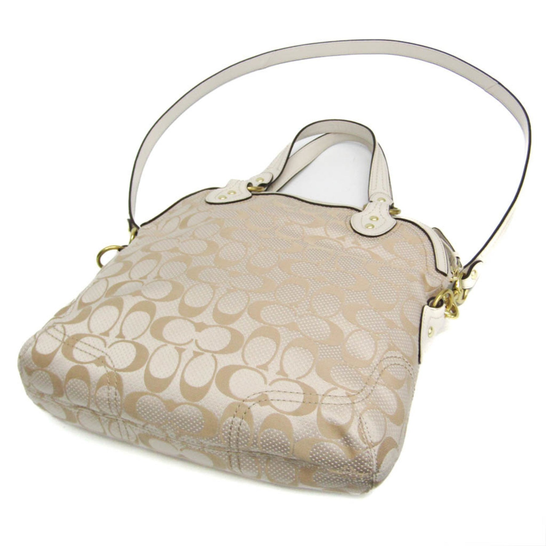 Coach Signature Canvas,Leather Handbag,Shoulder Bag Light Beige,Off-white