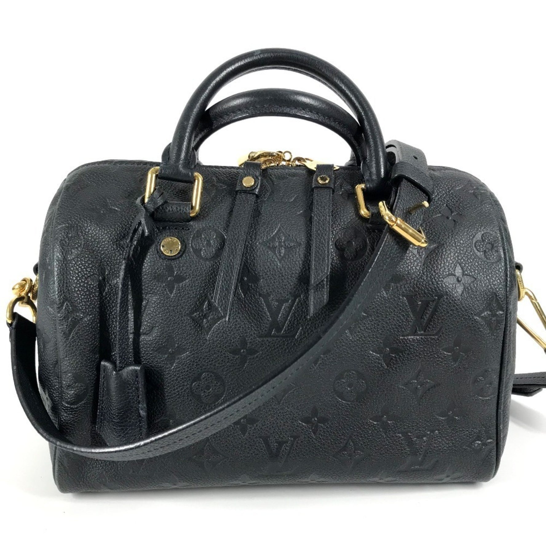 Louis Vuitton Monogram Empreinte Speedy Bandouliere 25 Bag Mini Boston Shoulder Handbag Leather Dark Navy