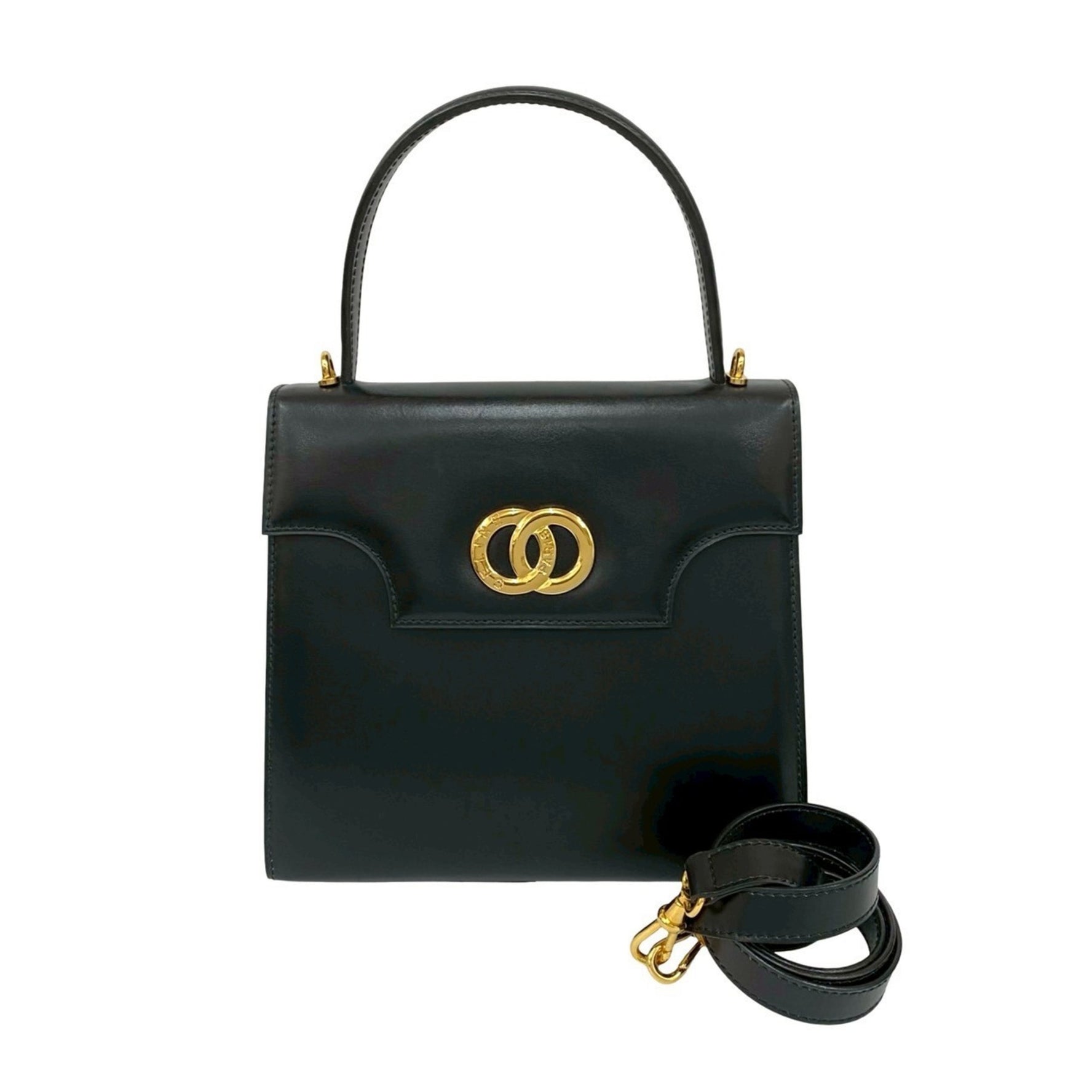 CELINE Circle Logo Hardware Leather Handbag/Shoulder Bag 227-3